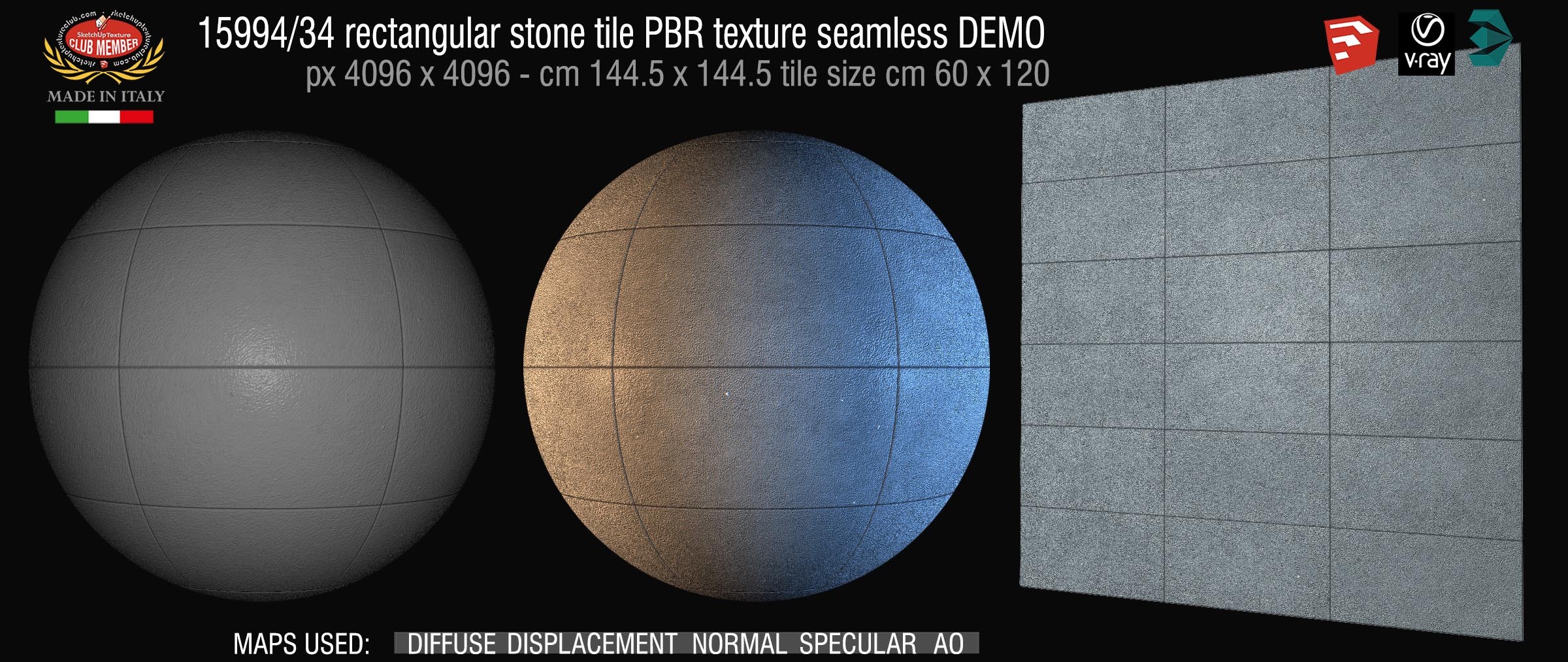 15994_34 rectangular stone tile PBR texture seamless DEMO