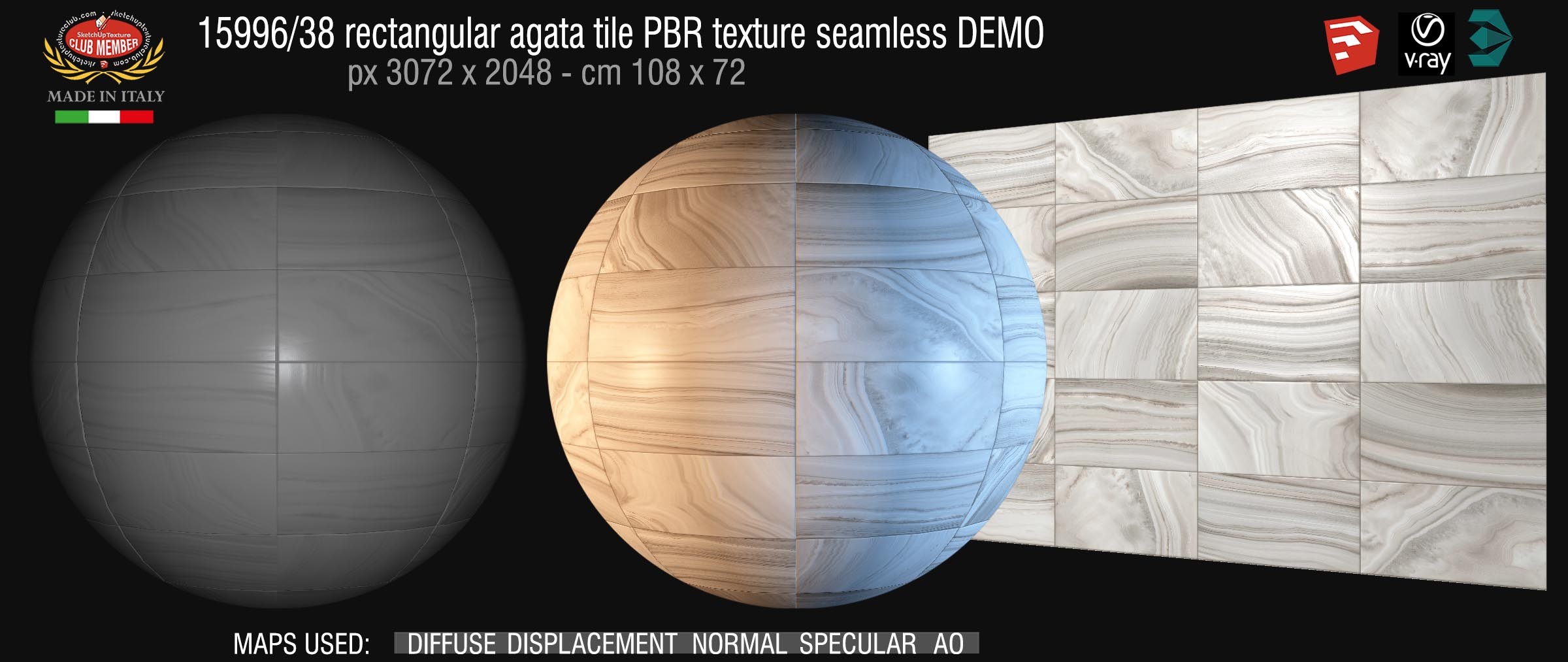 15996_38 rectangular agata tile PBR texture seamless DEMO
