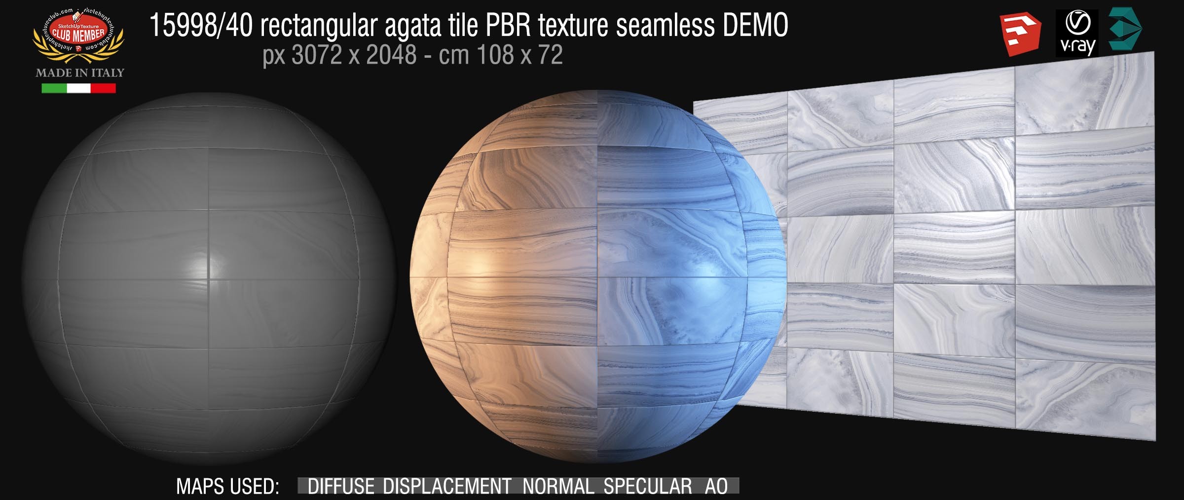 15998_40 rectangular agata tile PBR texture seamless DEMO