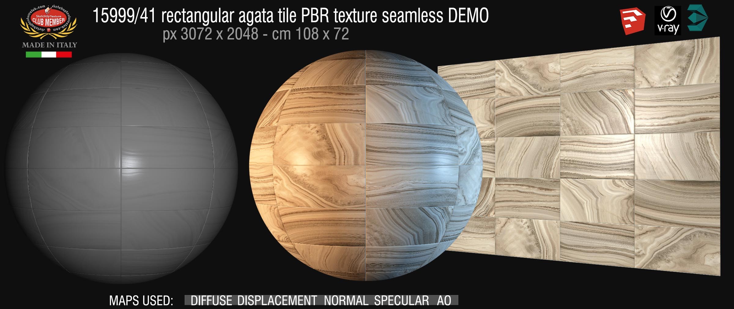 15999_41 rectangular agata tile PBR texture seamless DEMO