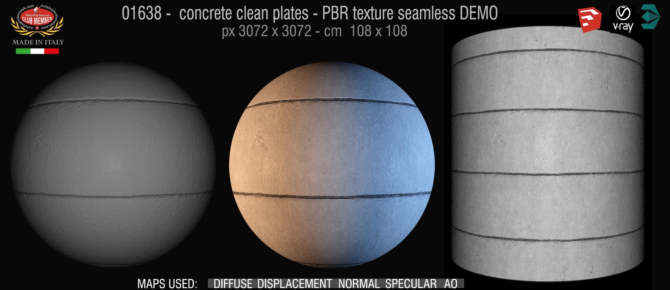 01638 concrete clean plates wall PBR texture seamless DEMO