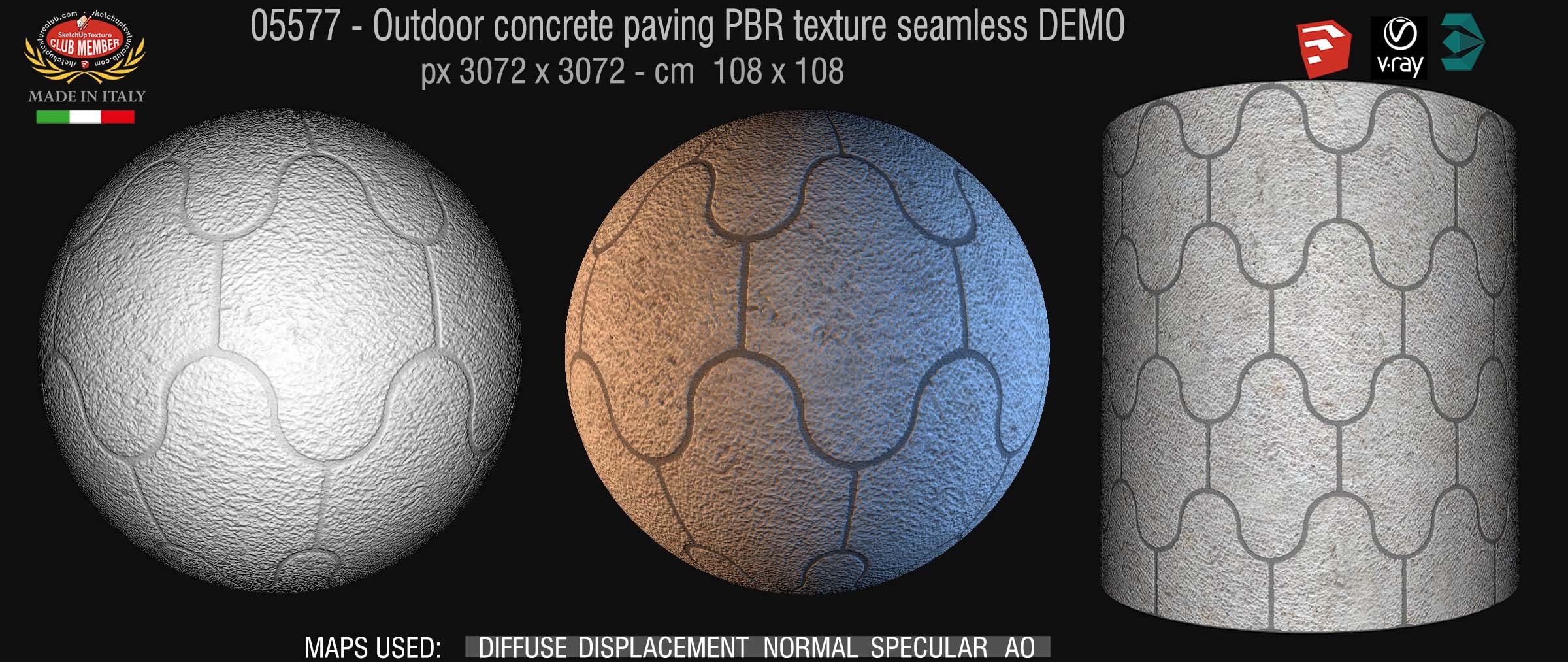 05577 Outdoor concrete paving PBR texture seamless DEMO