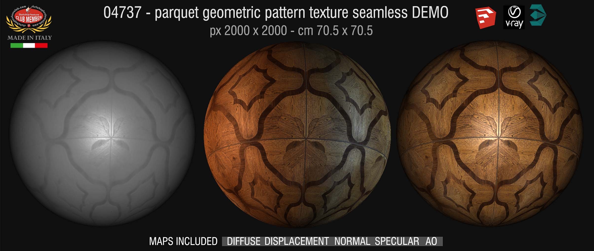 04737 HR Parquet geometric pattern texture seamless + maps DEMO