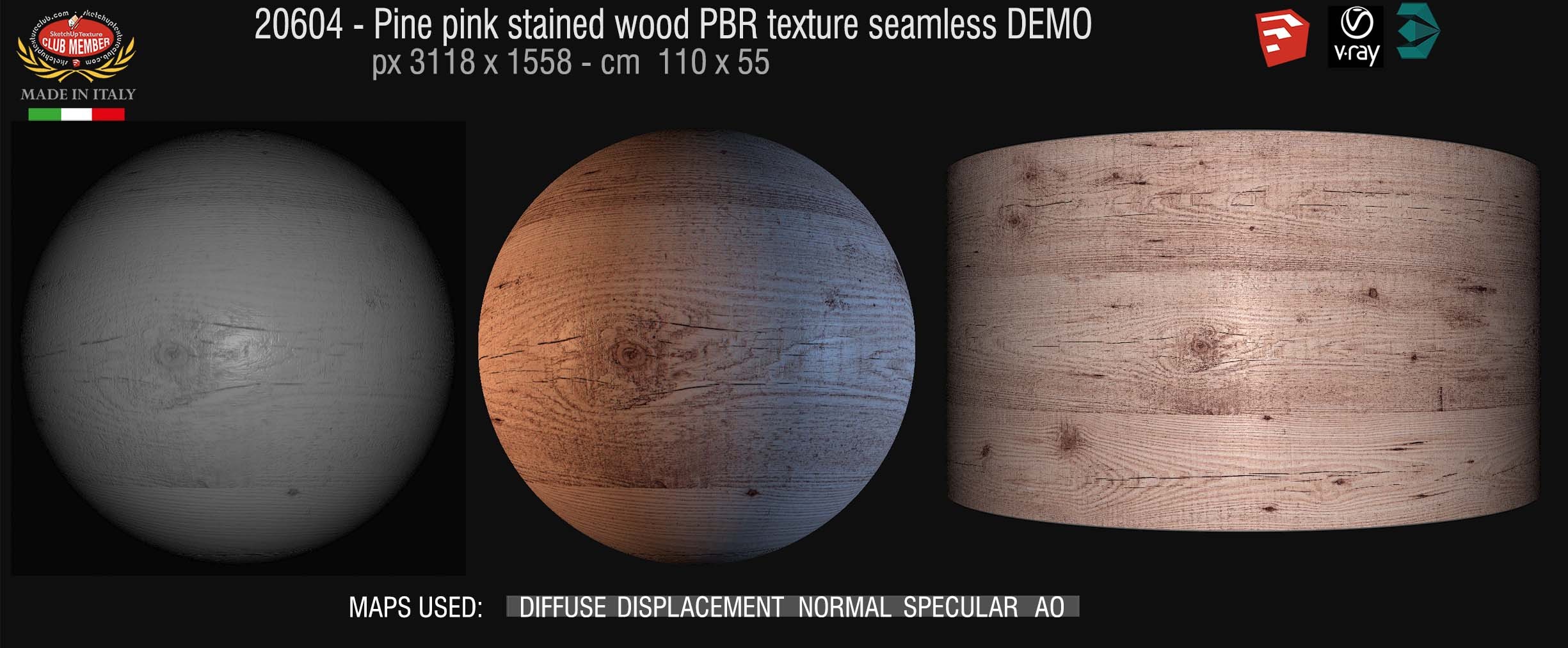 20604 Pine pink stained wood PBR texture seamless DEMO