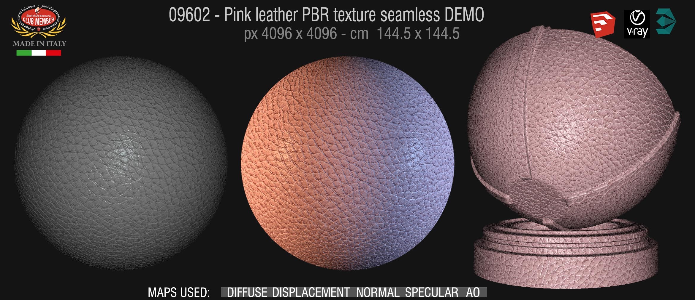 09602 Pink leather PBR texture seamless DEMO