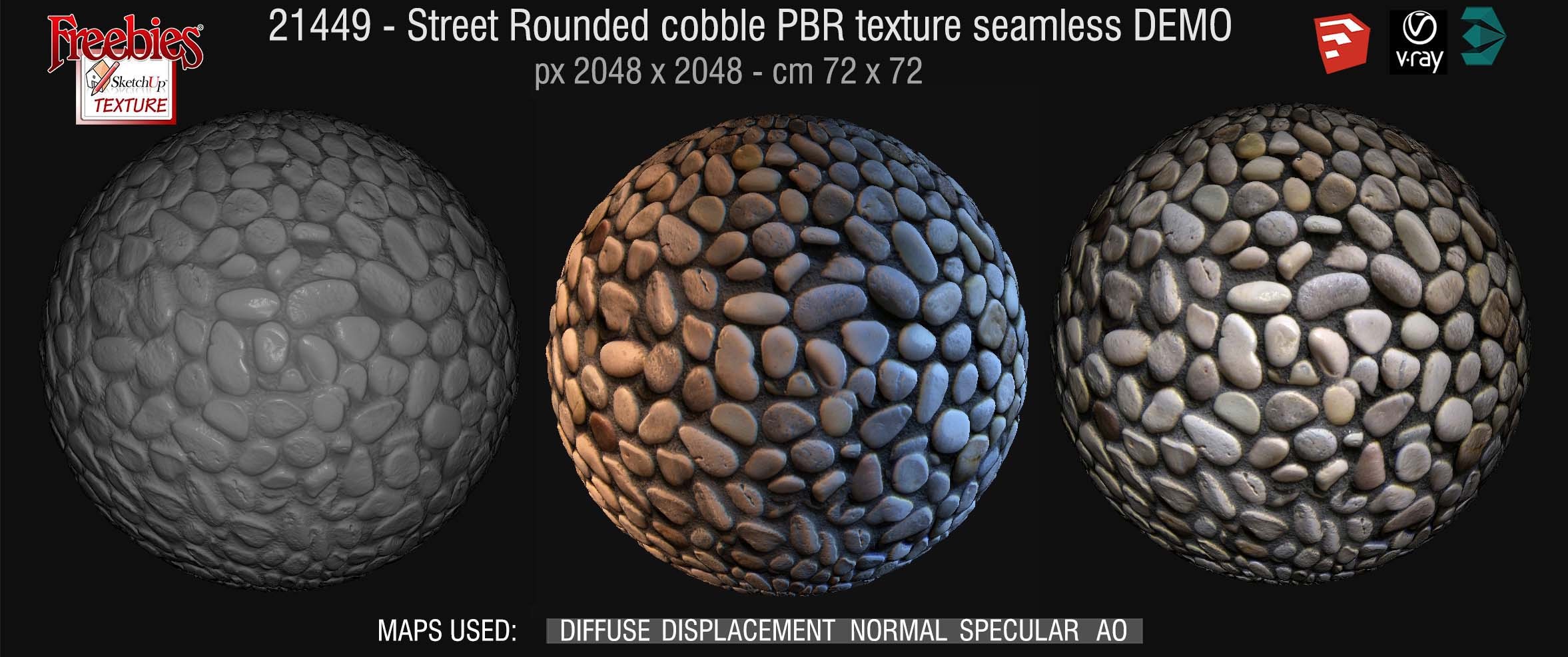 21449 Street Rounded cobble PBR texture seamless DEMO