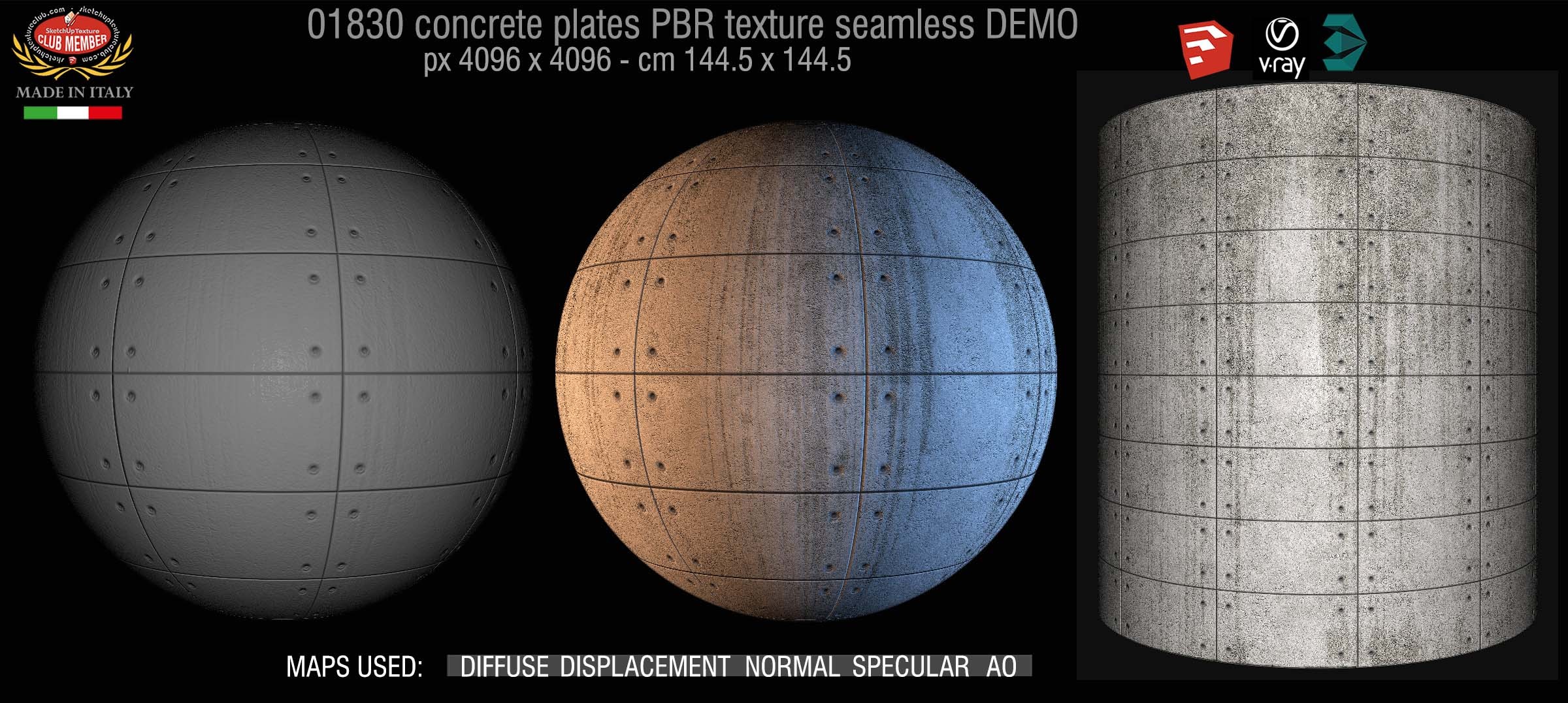 01830 Tadao Ando concrete plates PBR texture seamless DEMO