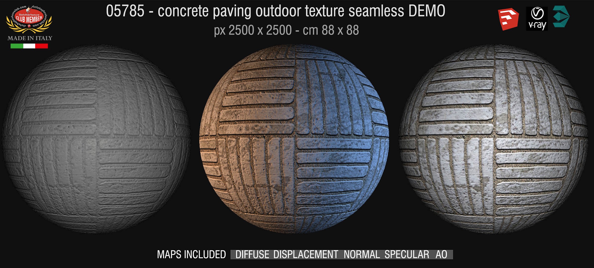 05785 HR Paving outdoor concrete regular block texture + maps DEMO