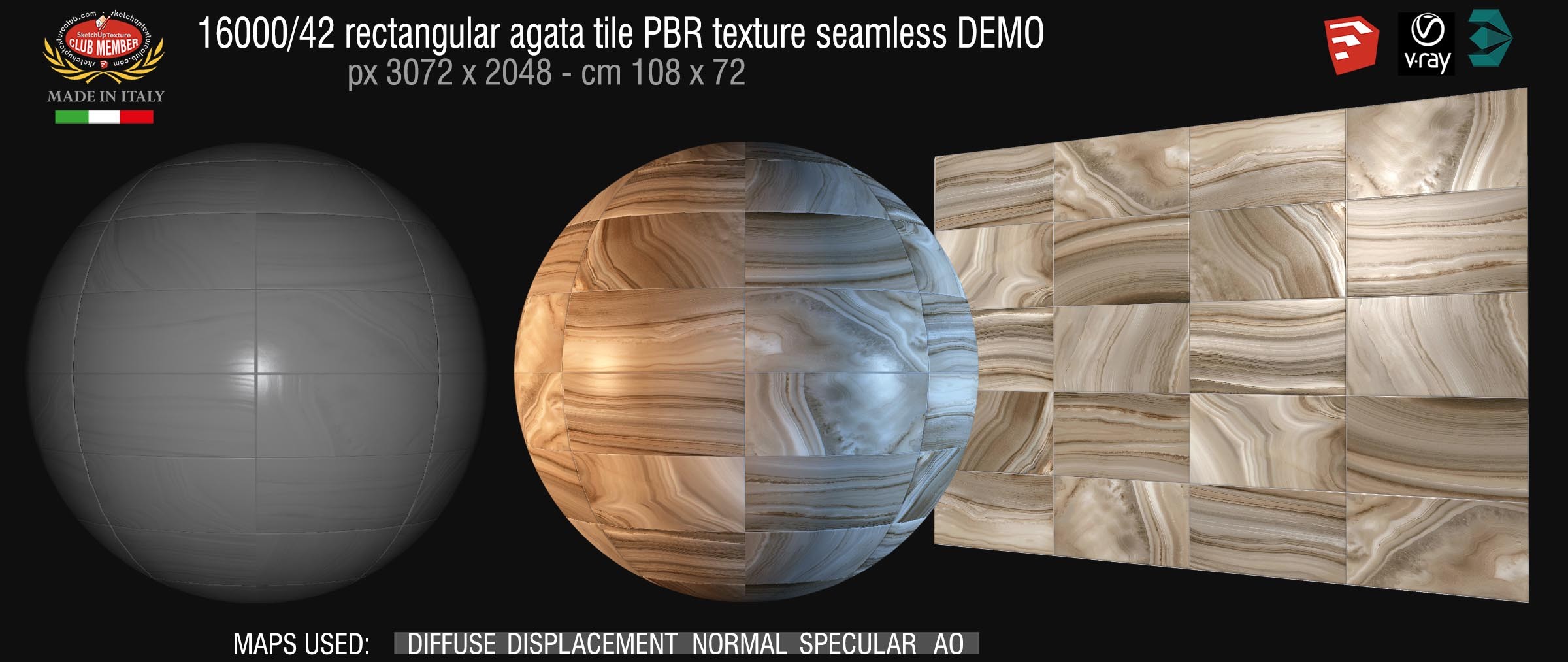 16000_42 rectangular agata tile PBR texture seamless DEMO