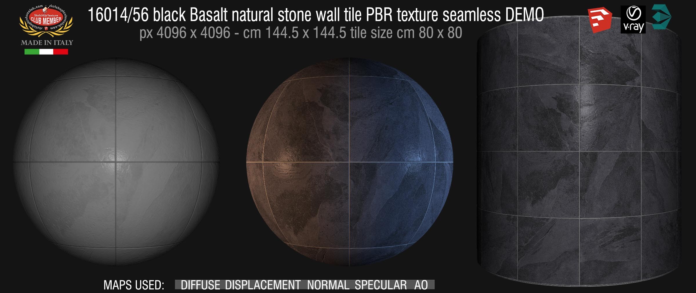 16014_56 black Basalt natural stone wall tile PBR texture seamless DEMO