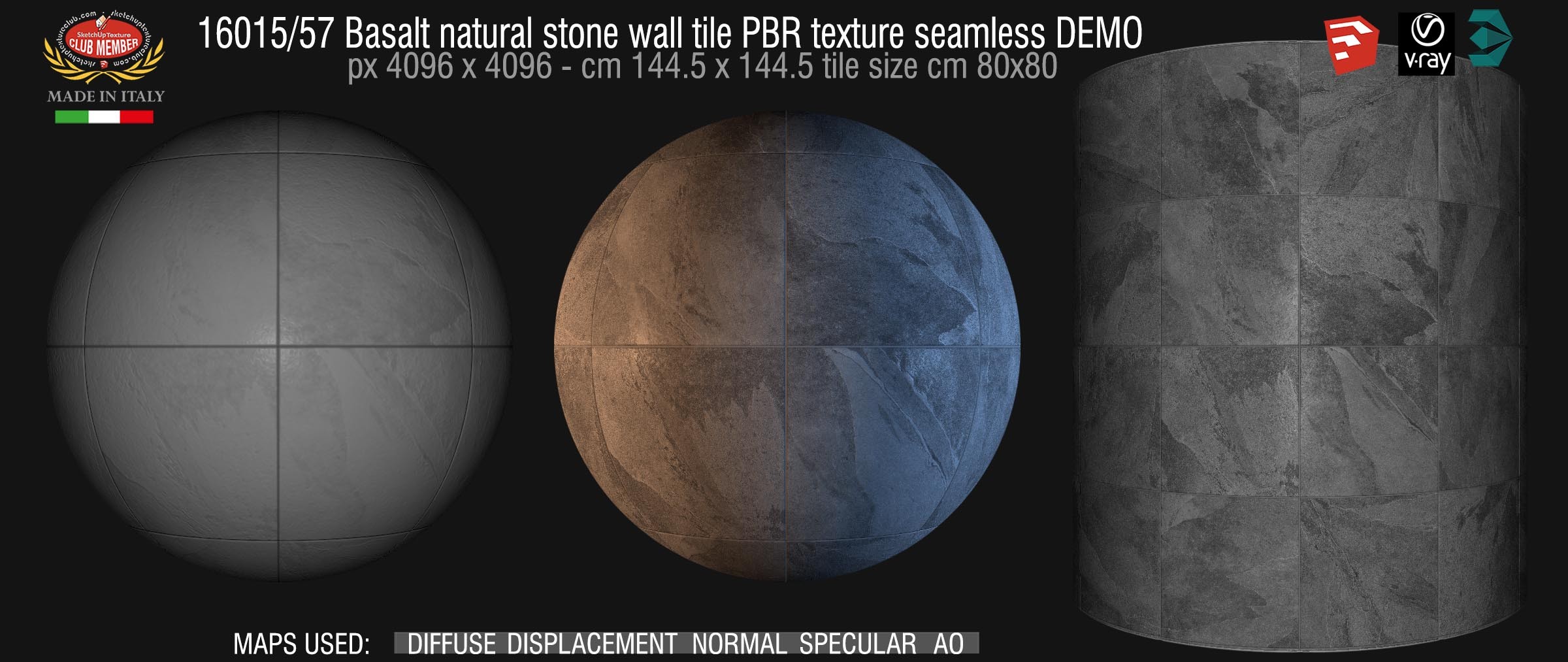 16015_57 Basalt natural stone wall tile PBR texture seamless DEMO