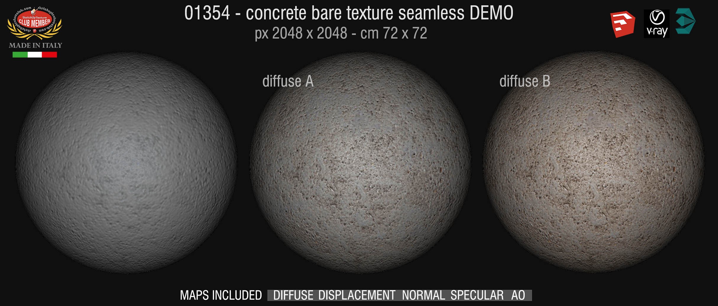 01354 HR Concrete bare clean texture seamless + maps DEMO
