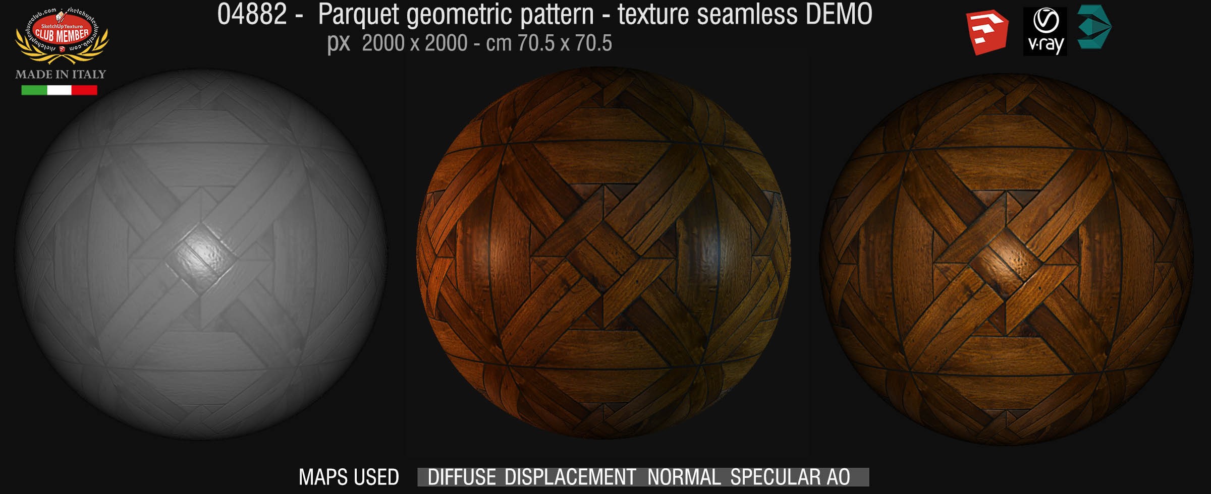 04882 Parquet geometric pattern texture seamless + maps DEMO