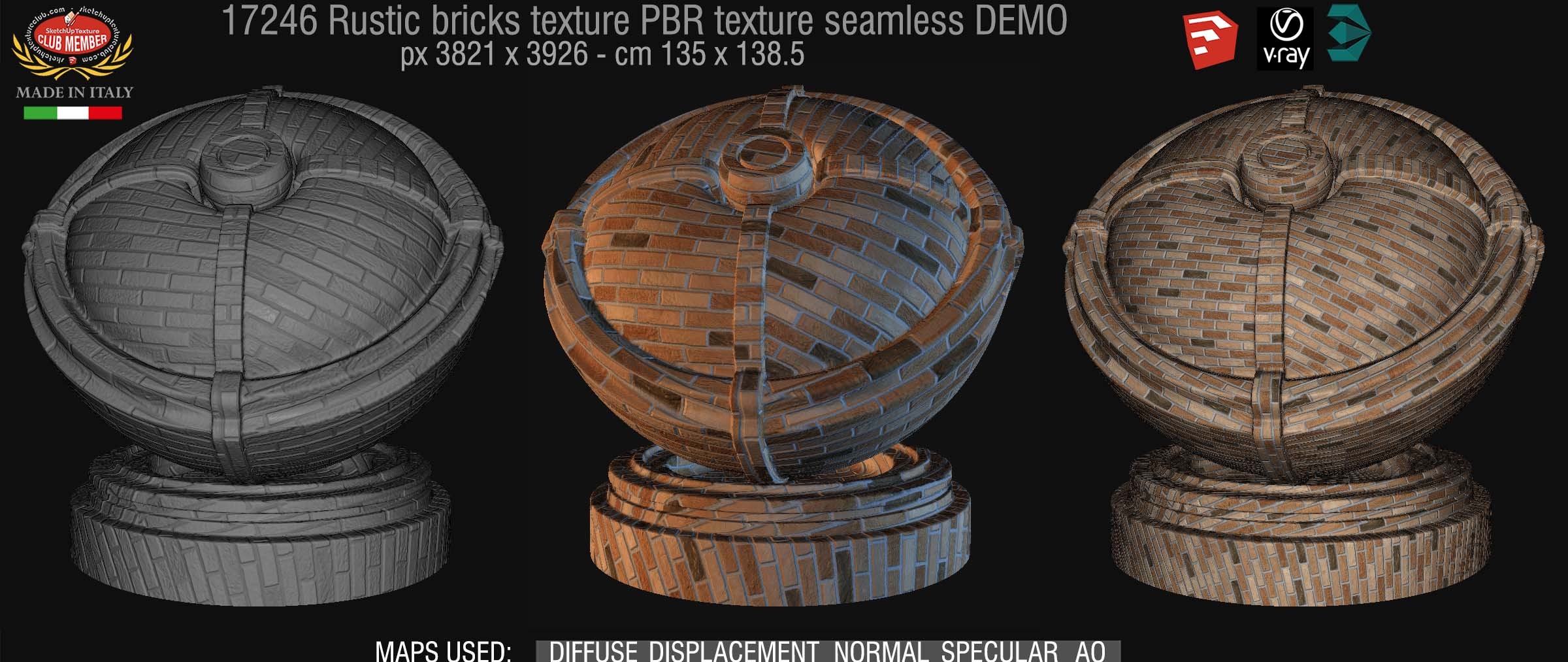 17246 rustic bricks PBR texture seamless DEMO