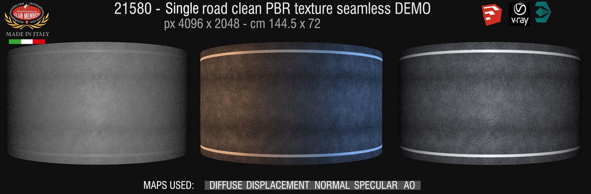 21580 Single lane road clean PBR texture seamless DEMO