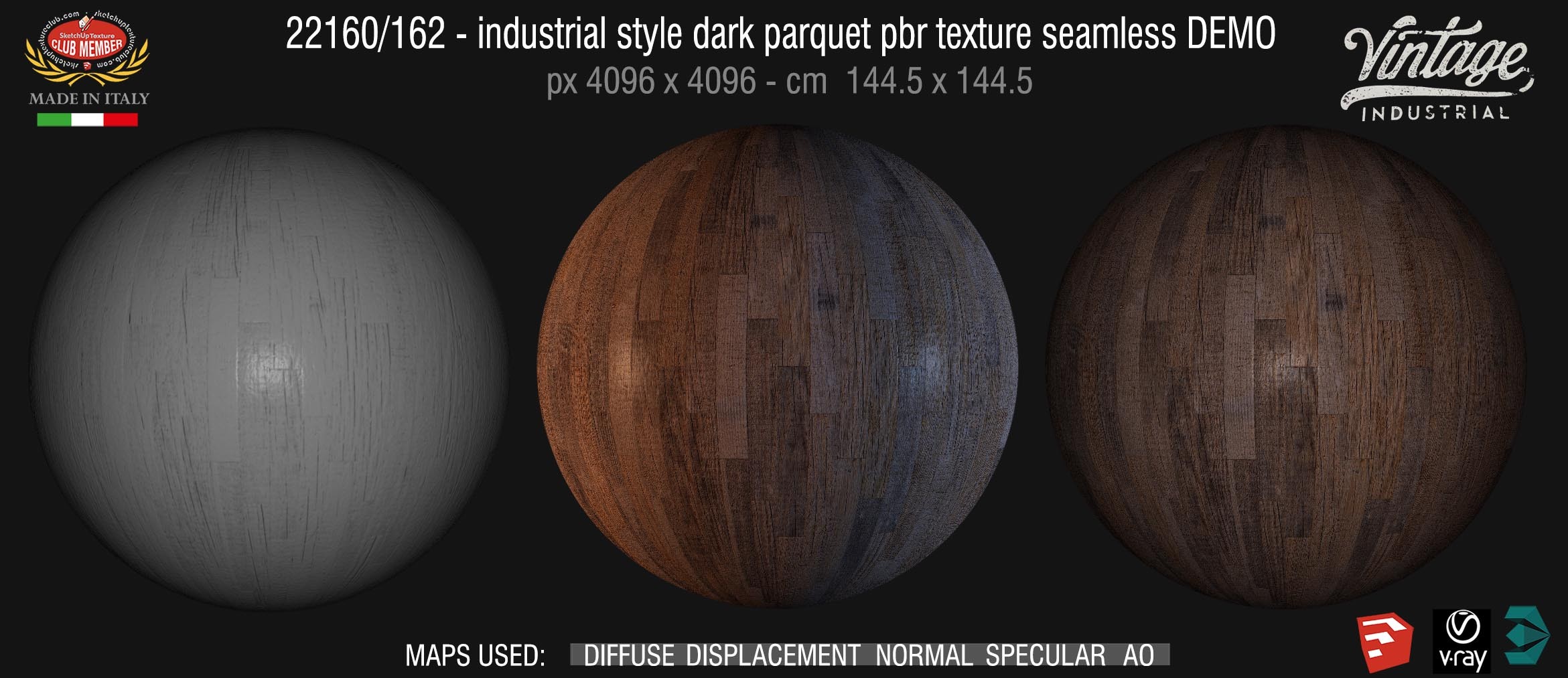 22160/162 industrial style dark parquet pbr texture seamless