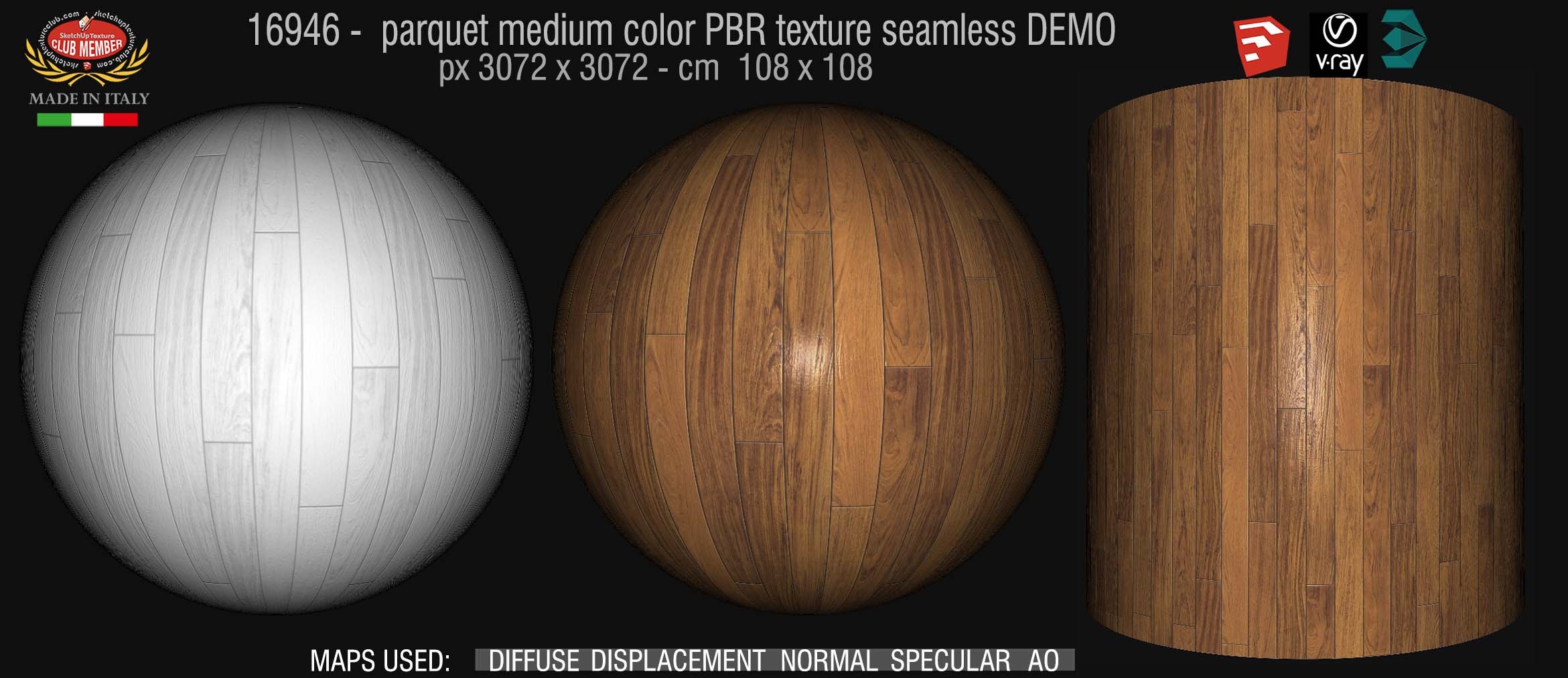 16946 parquet medium color PBR texture seamless DEMO