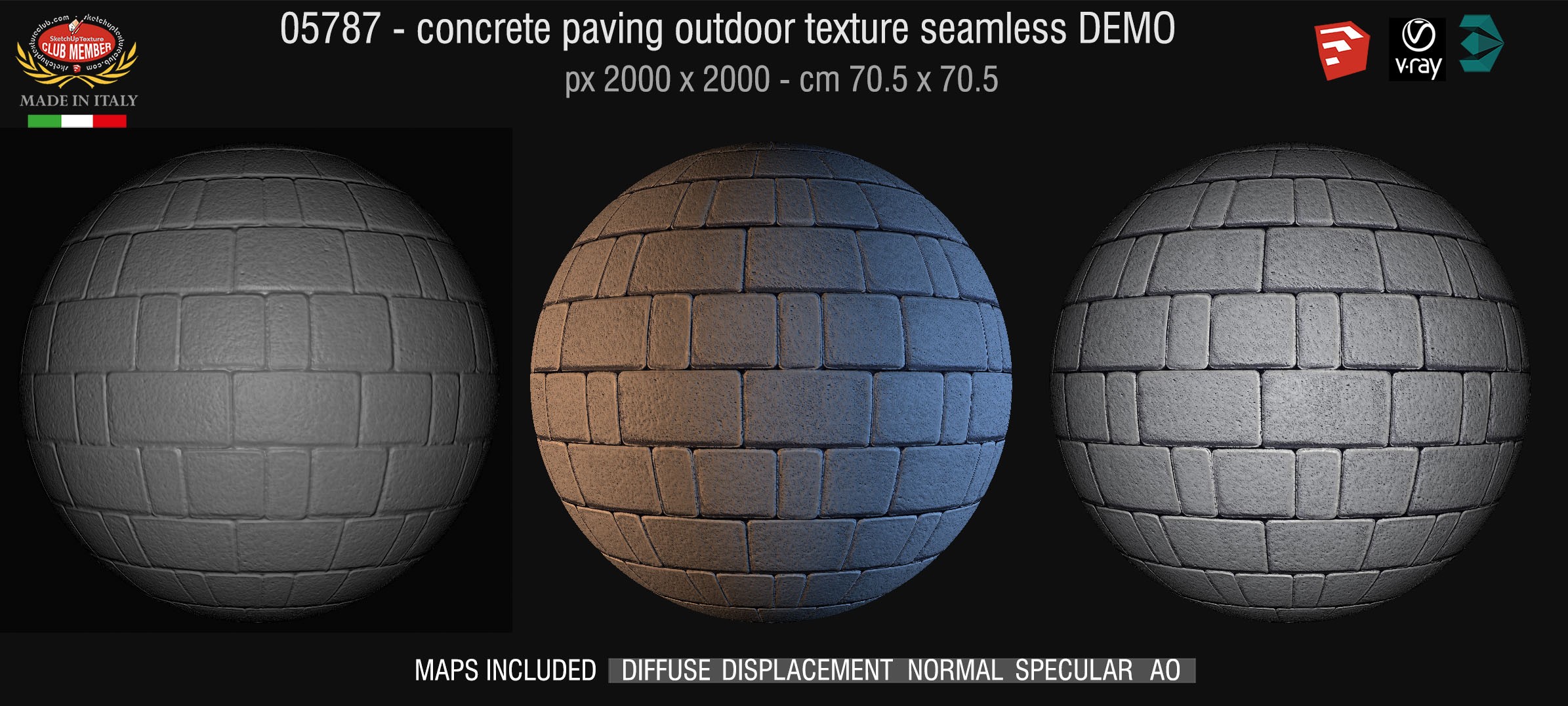 05787 HR Paving outdoor concrete regular block texture + maps DEMO