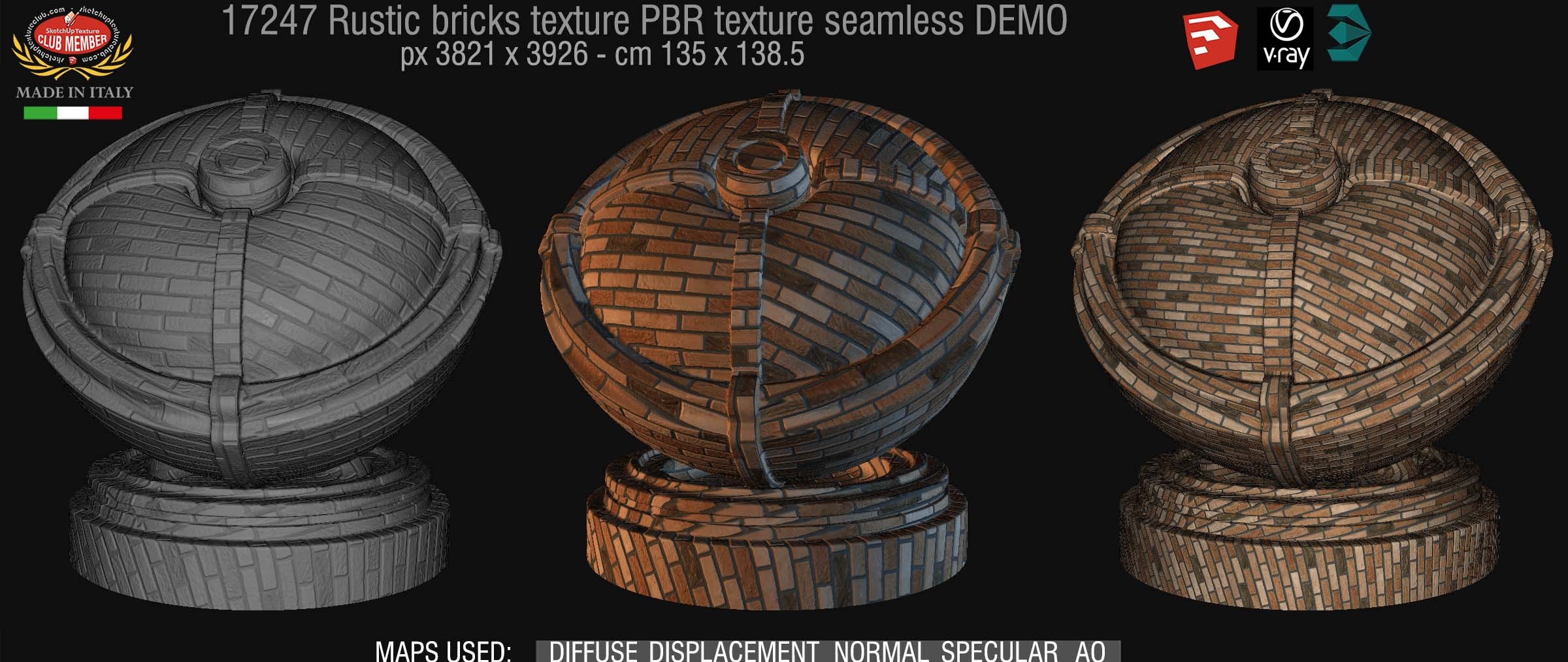 17247 Rustic bricks PBR texture seamless DEMO