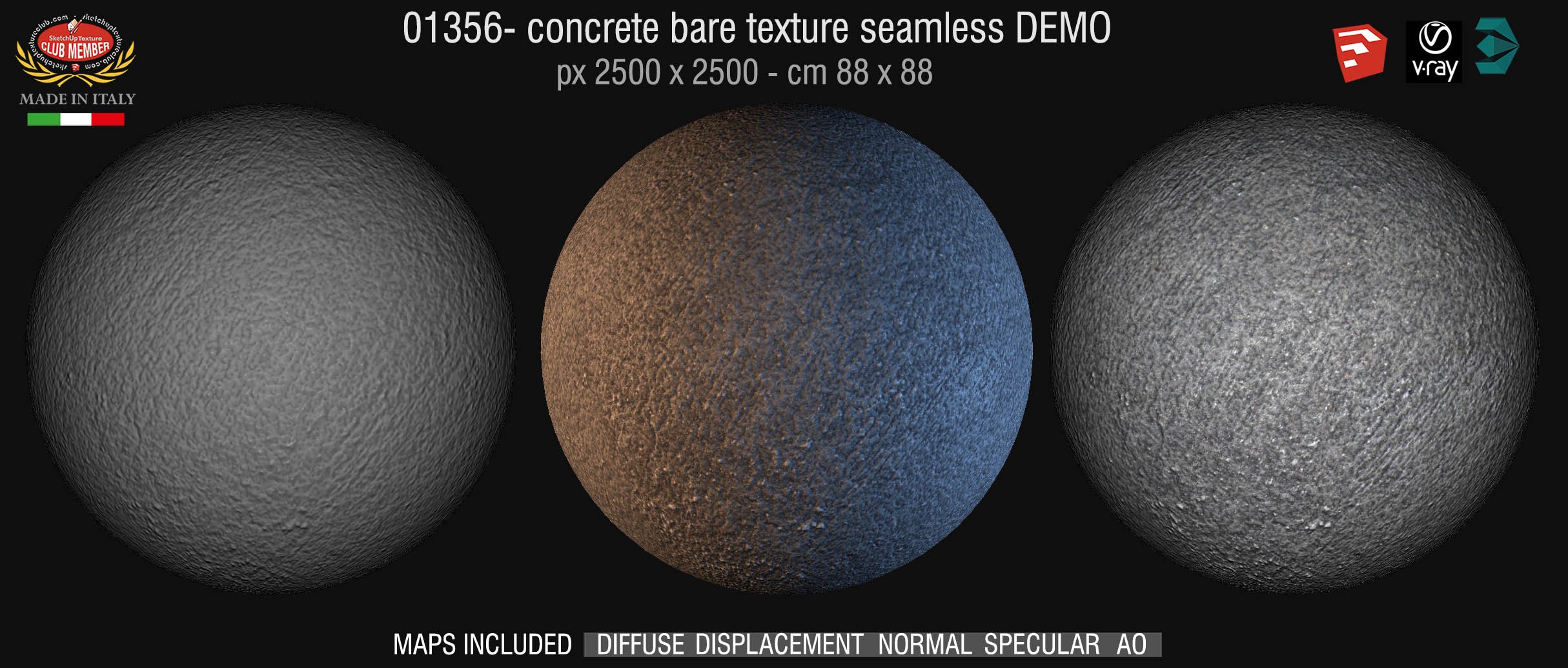 01356 HR Concrete bare clean texture + maps DEMO