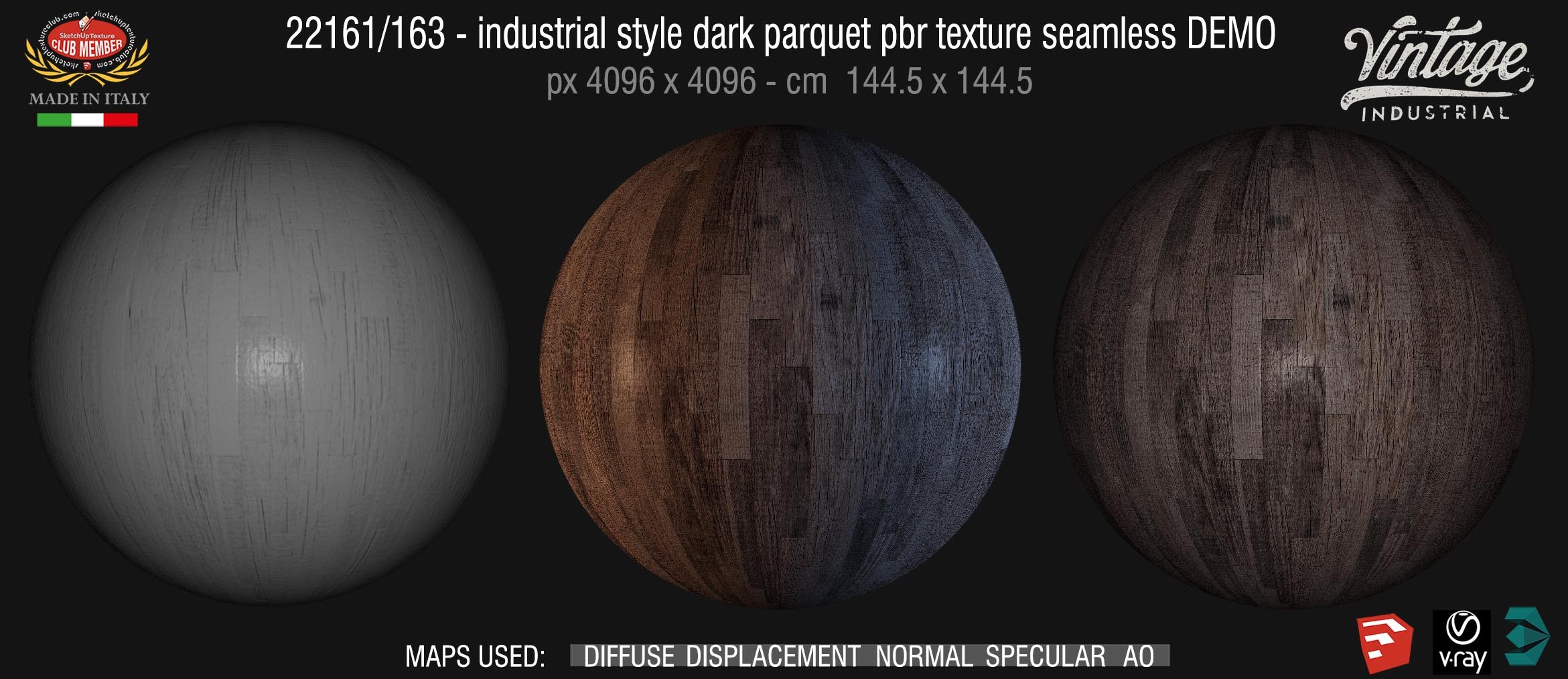 22191/163 industrial style dark parquet pbr texture seamless