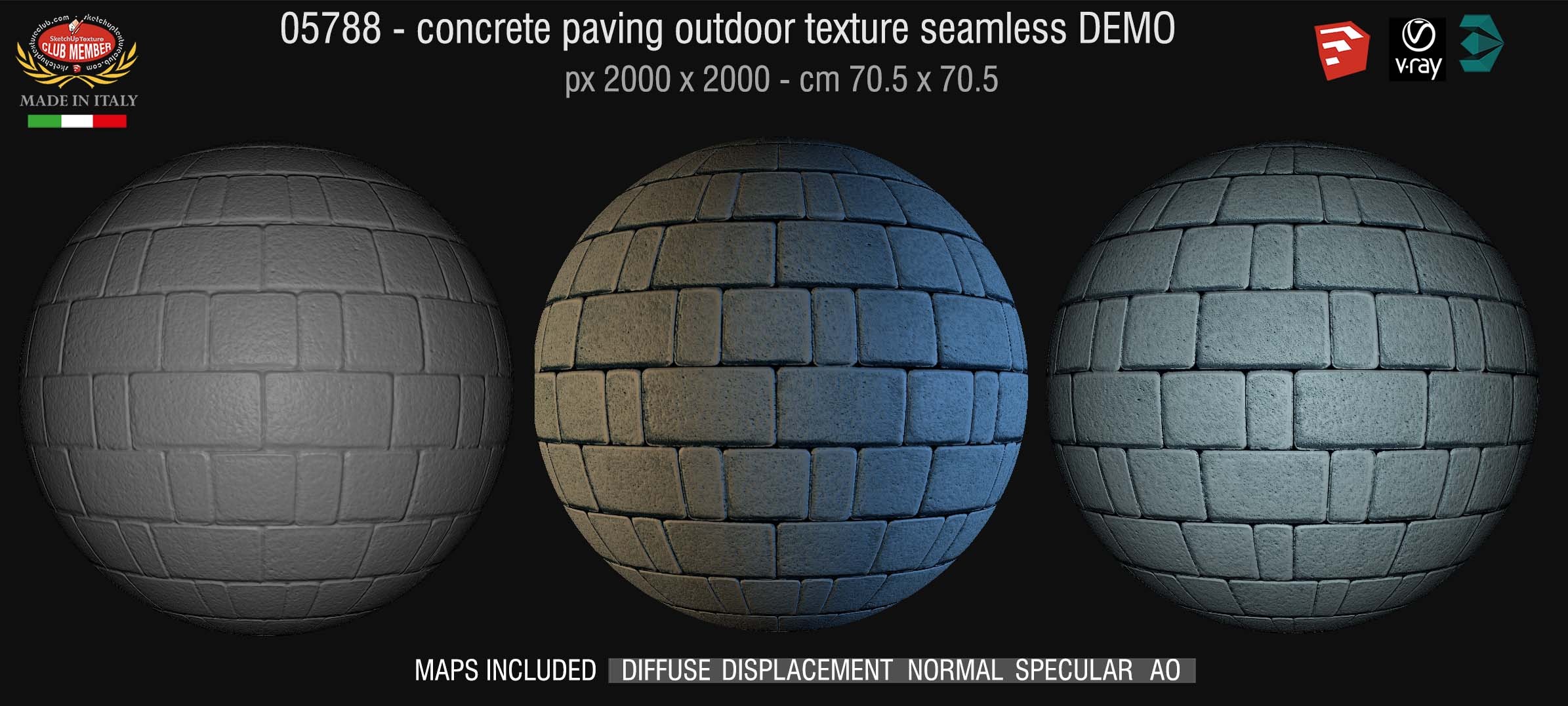 05788 HR Paving outdoor concrete regular block texture + maps DEMO