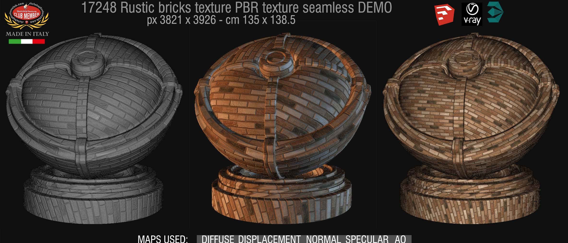 17248 Rustic bricks PBR texture seamless DEMO