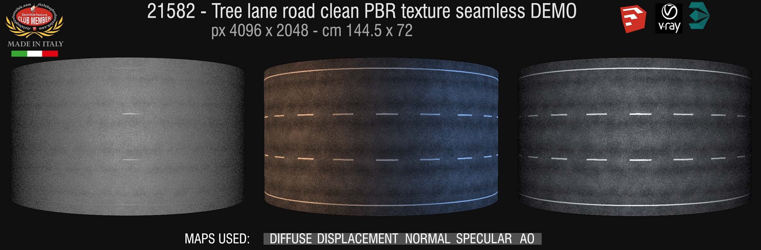 21582 Tree lane road clean PBR texture seamless DEMO