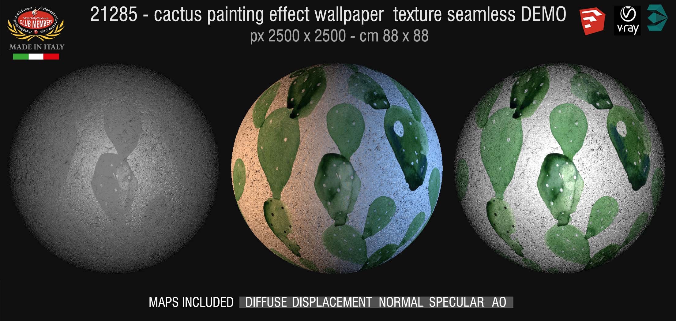 21285  Cactus painting effect wallpaper PBR texture DEMO