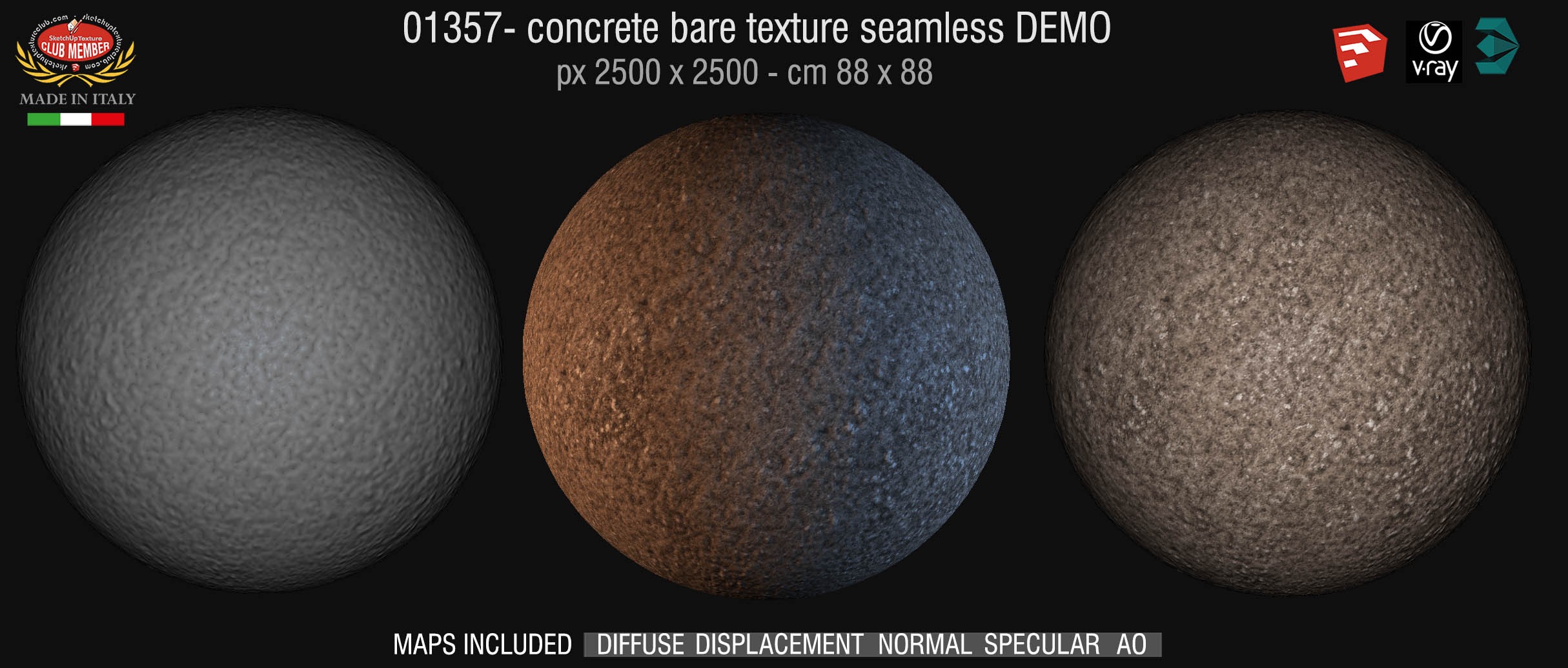 01357 HR Concrete bare clean texture seamless + maps DEMO