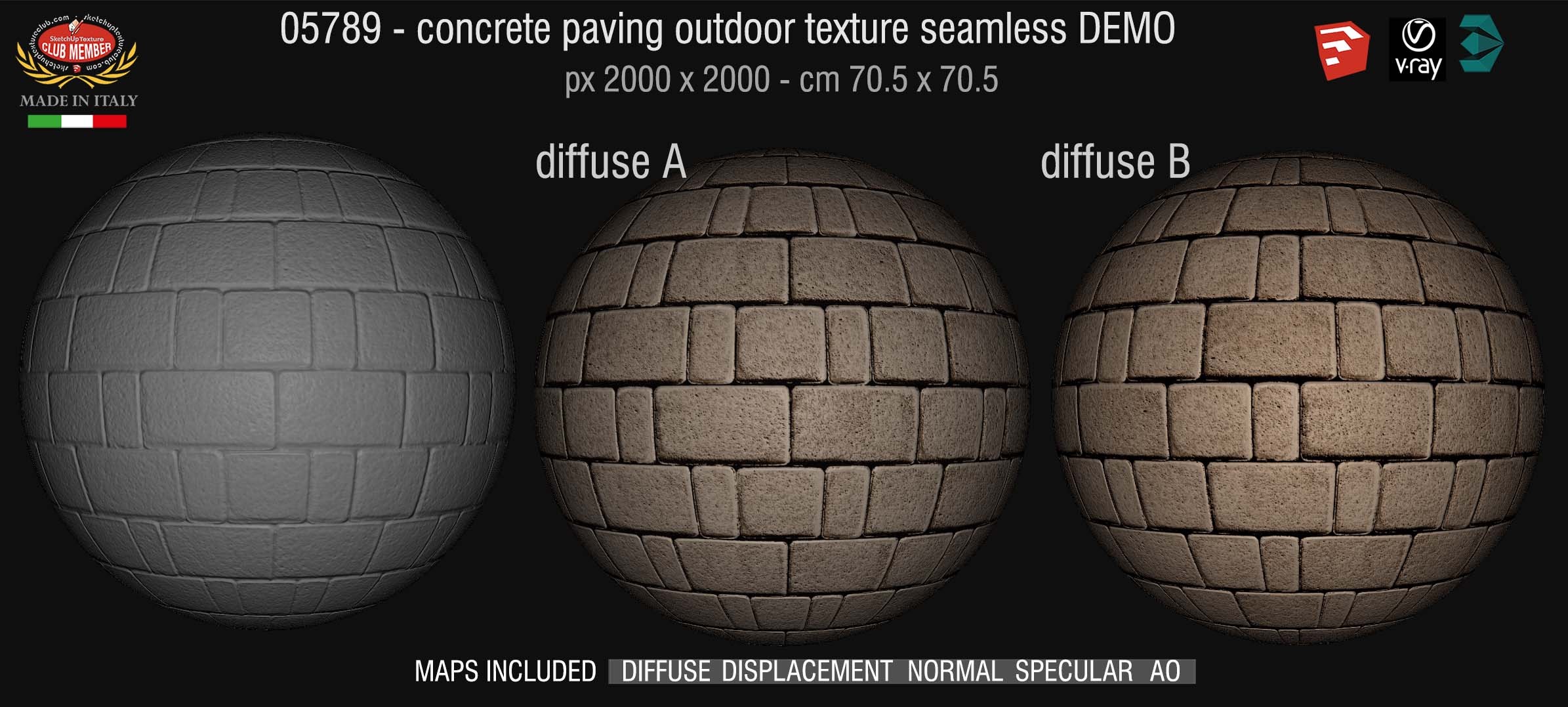 05789 HR Paving outdoor concrete regular block texture + maps DEMO