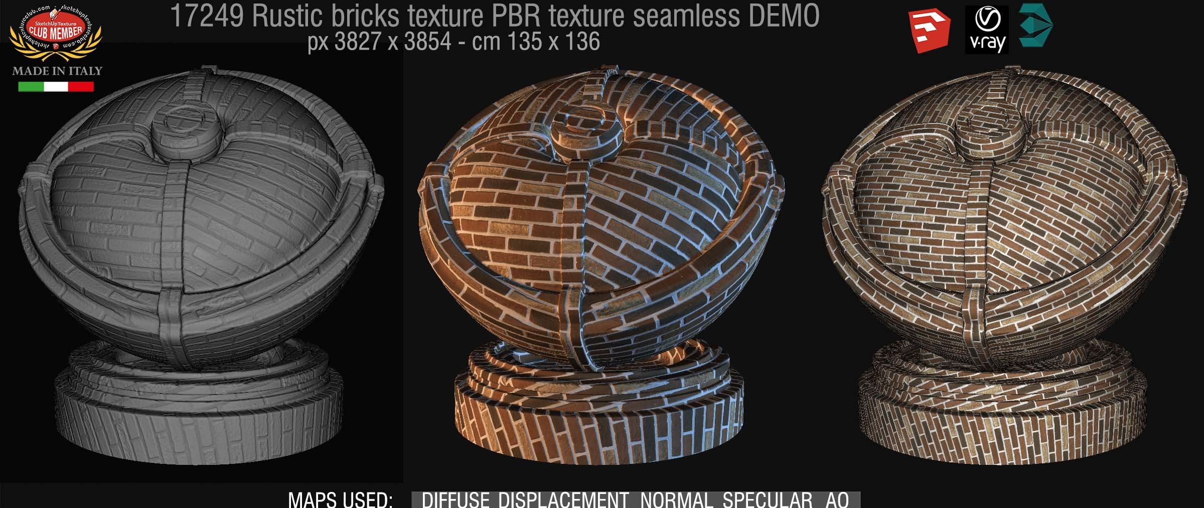 17249 Rustic bricks PBR texture seamless DEMO