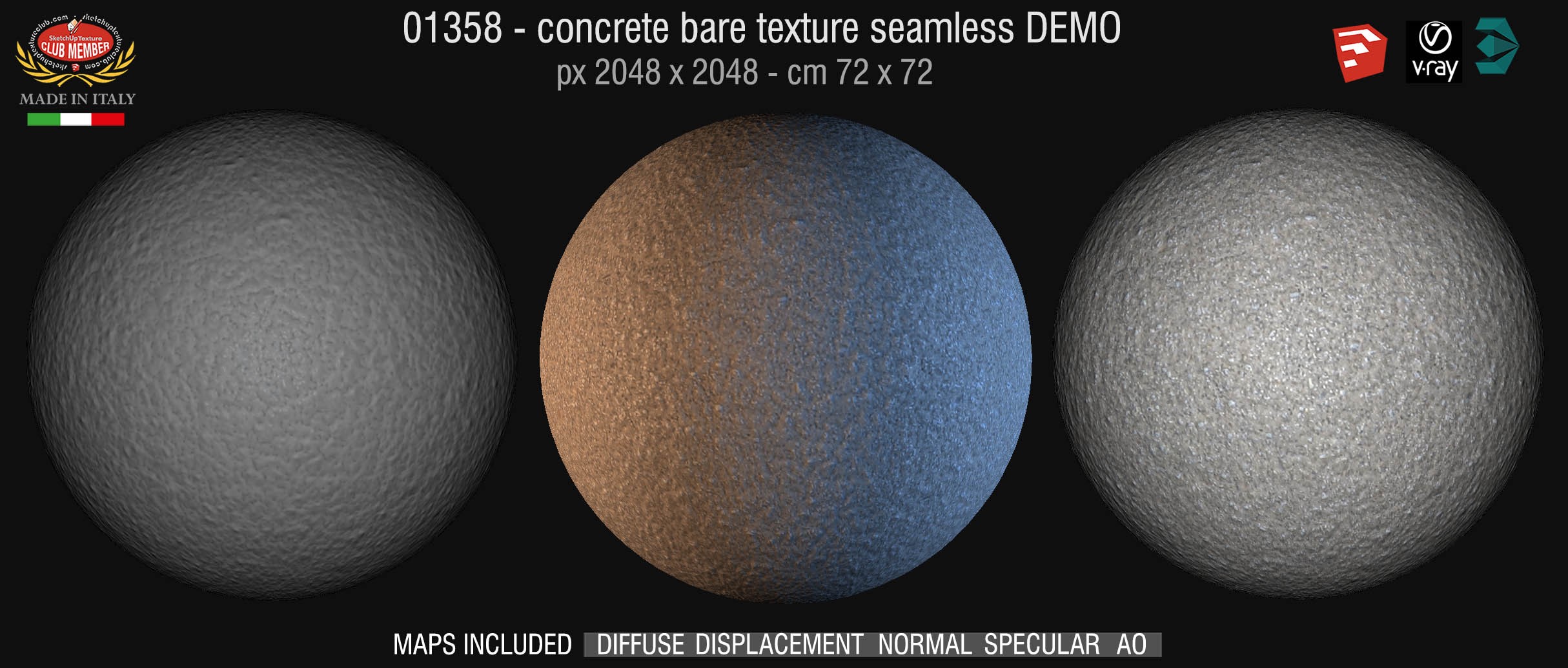 01356 HR Concrete bare clean texture + maps DEMO