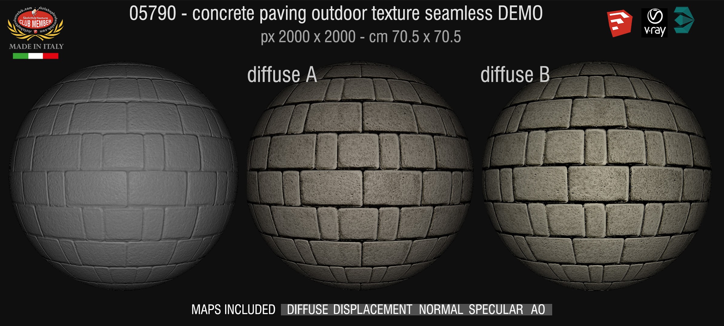 05790 HR Paving outdoor concrete regular block texture + maps DEMO