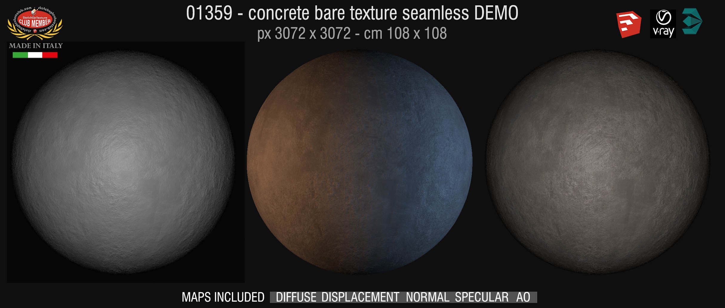 01359 HR Concrete bare clean texture + maps DEMO