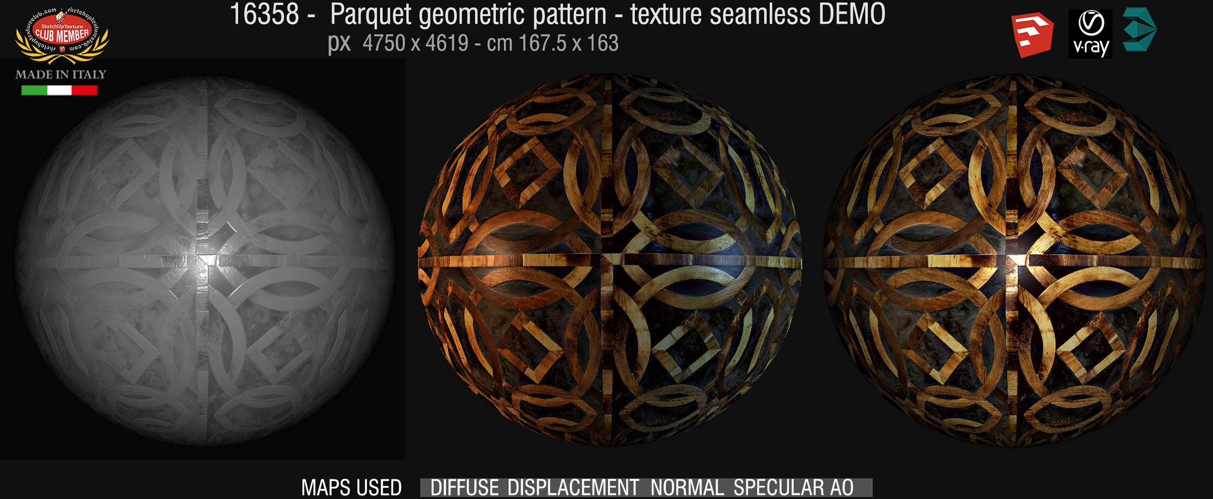 16358 Parquet geometric pattern texture seamless + maps DEMO