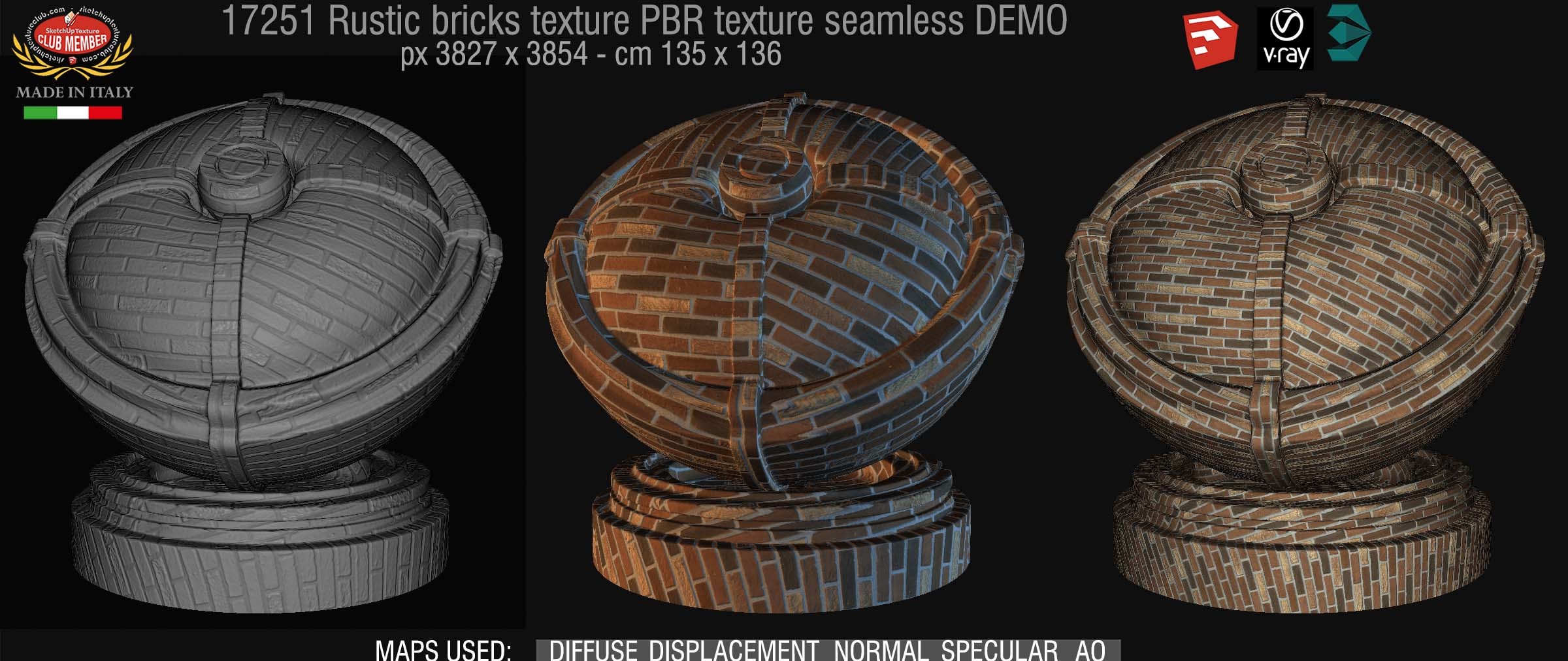 17251 Rustic bricks PBR texture seamless DEMO