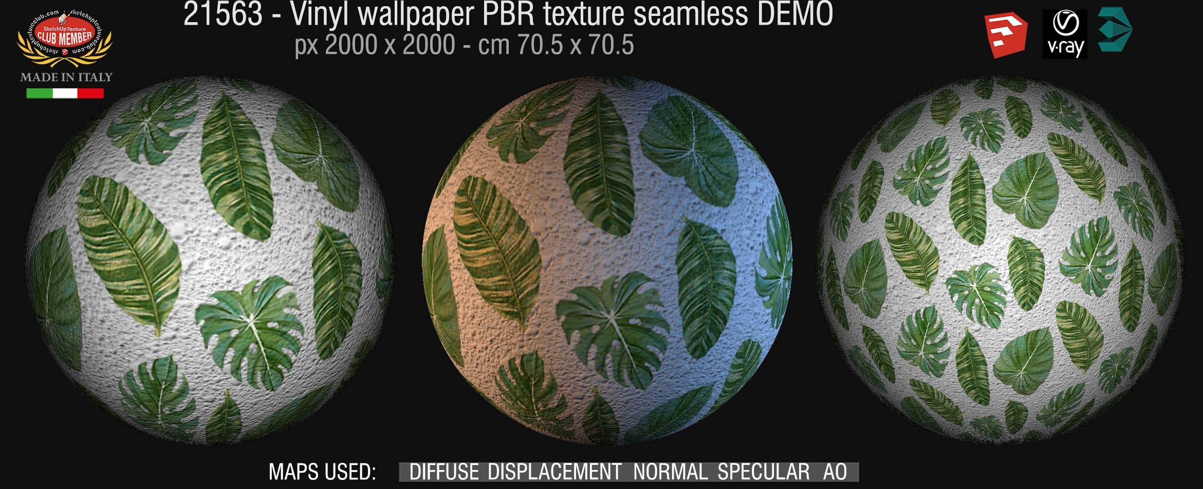 21563 Vinyl wallpaper with leaves PBR texture seamless DEMO