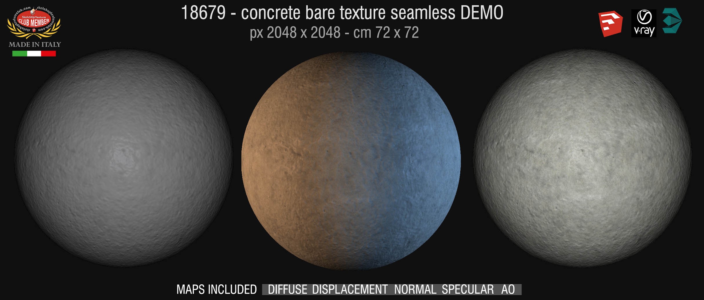 18679 HR Concrete bare clean texture + maps DEMO