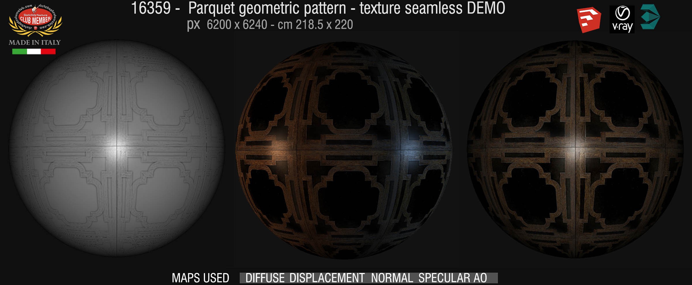 16359 Parquet geometric pattern texture seamless + maps DEMO