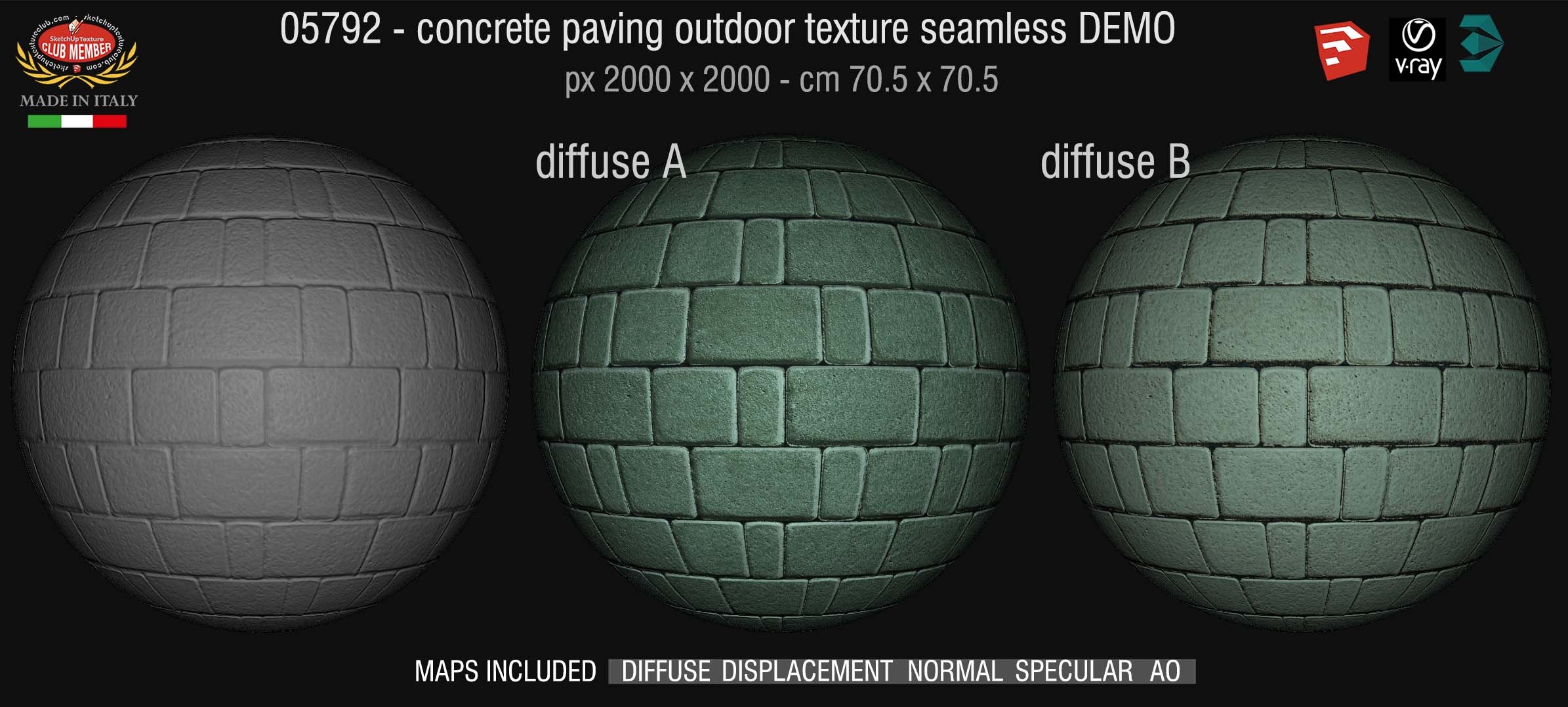 05792 HR Paving outdoor concrete regular block texture + maps DEMO