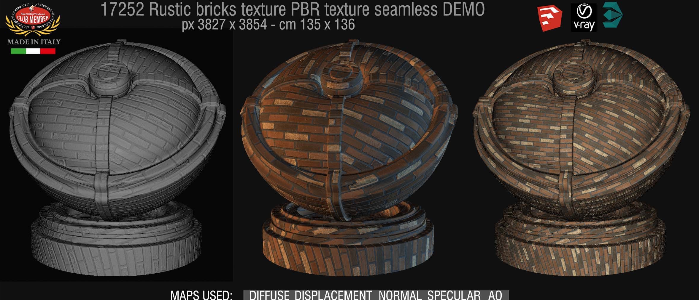 17252 Rustic bricks PBR texture seamless DEMO