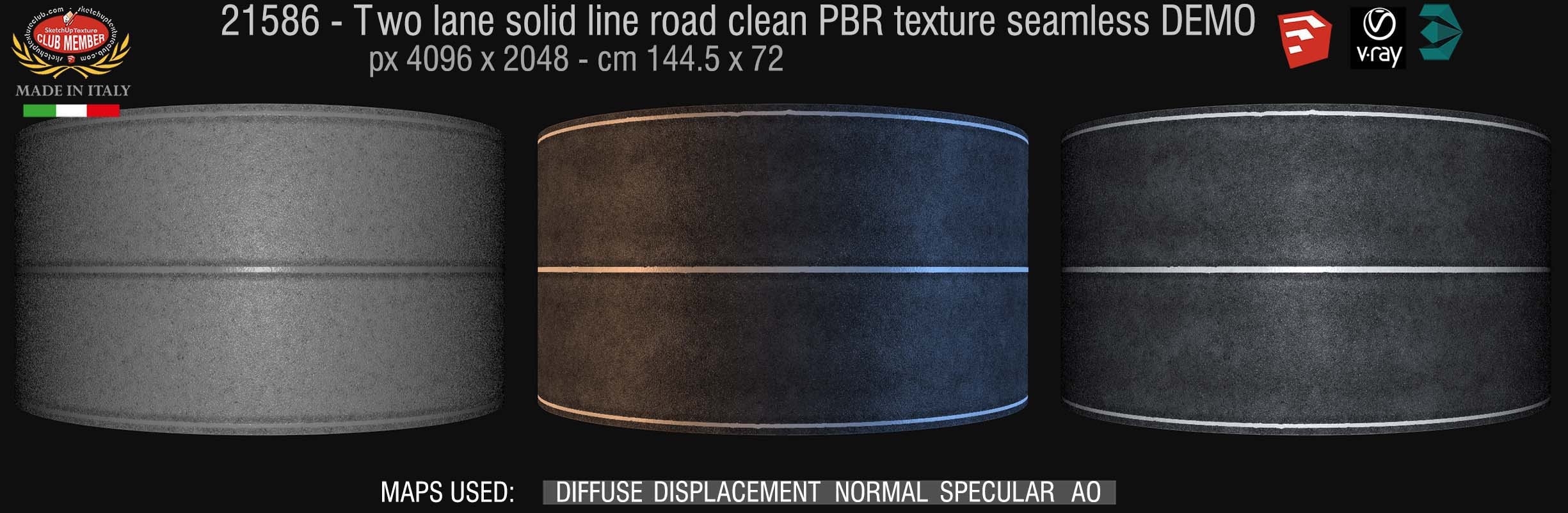 21586 two lane solid line road clean PBR texture seamless DEMO