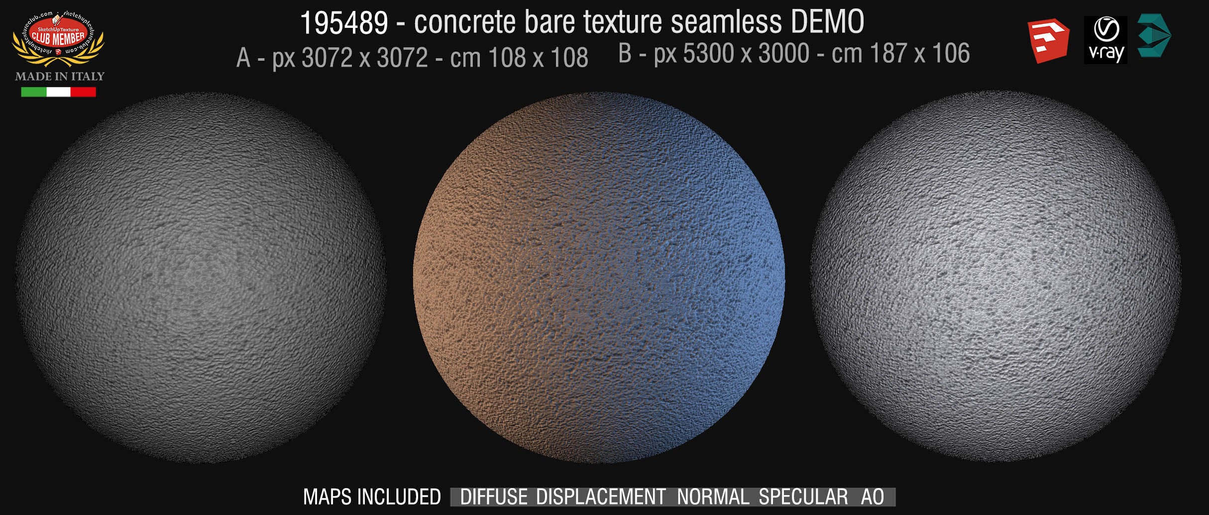 19549 HR Concrete bare clean texture + maps DEMO