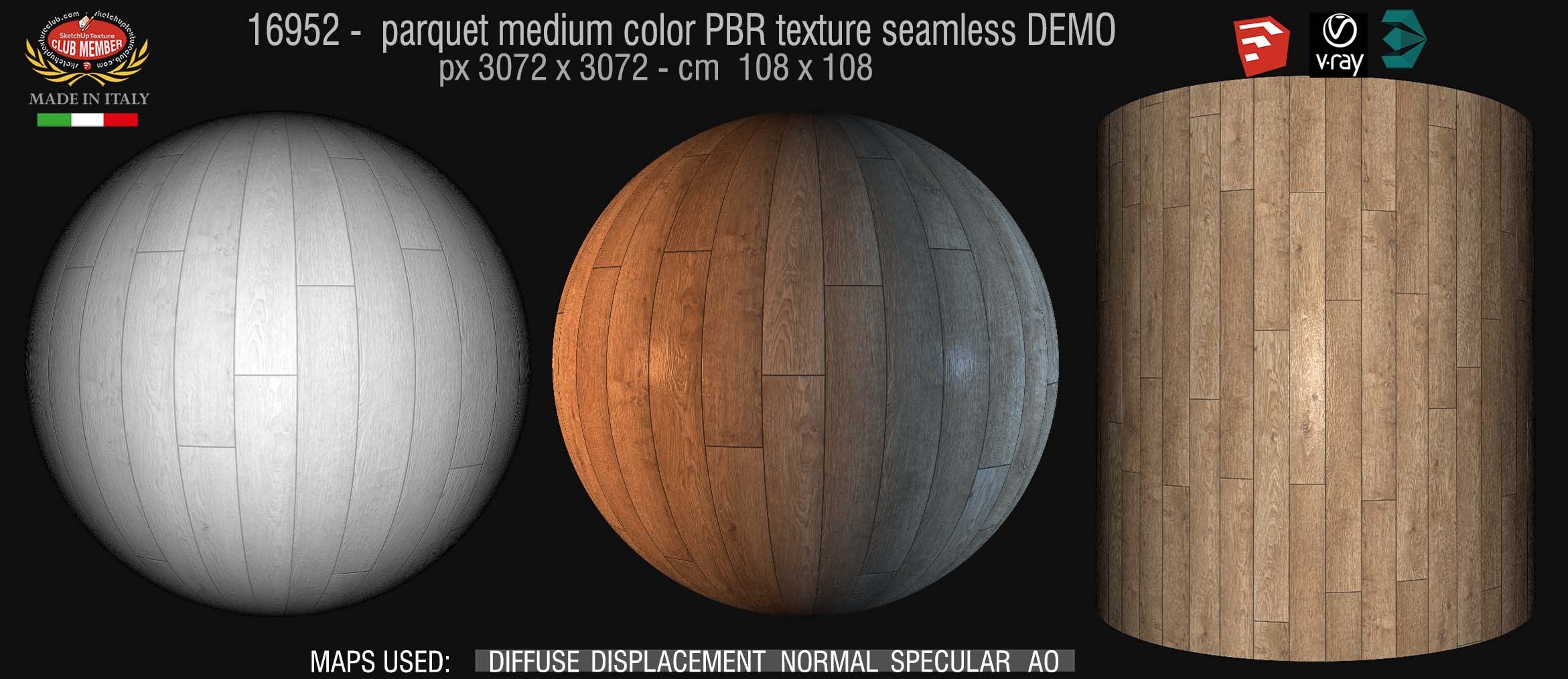 16952 parquet medium color PBR texture seamless DEMO