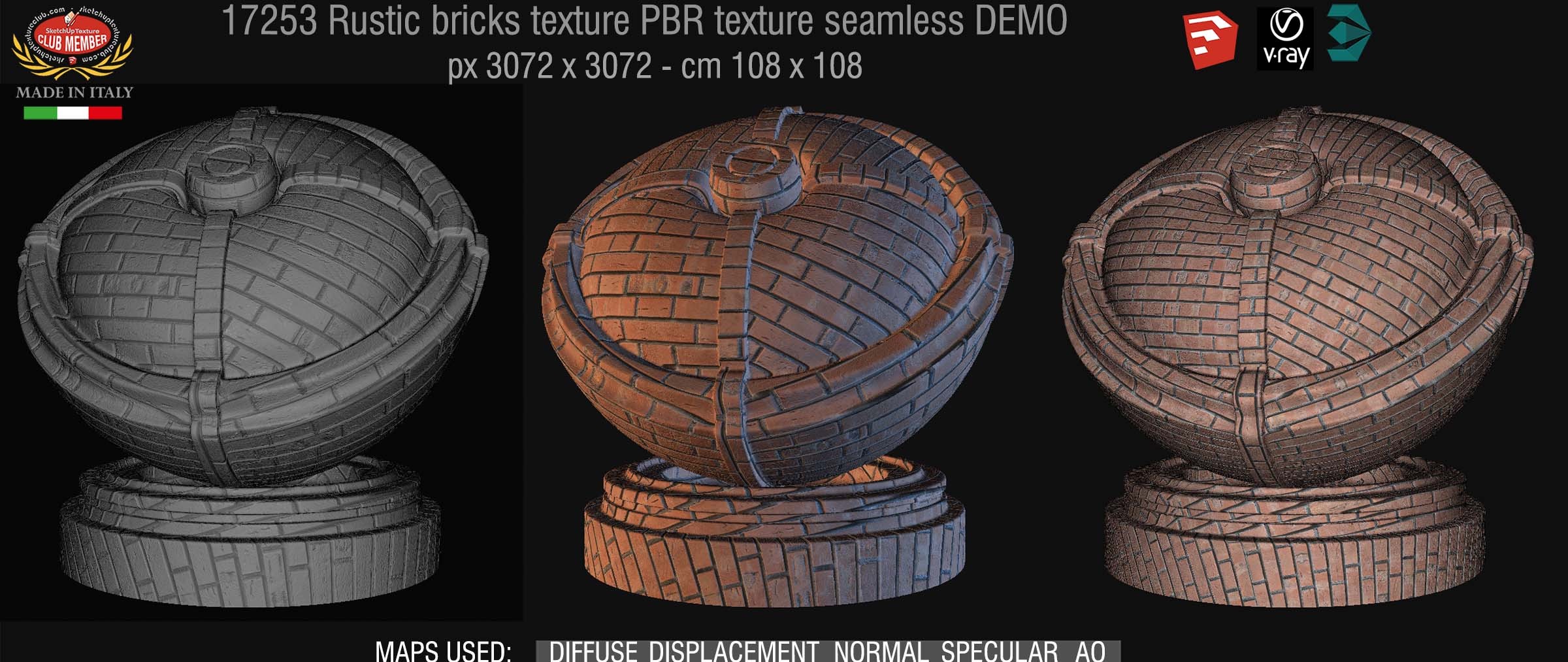 17253 Rustic bricks PBR texture seamless DEMO