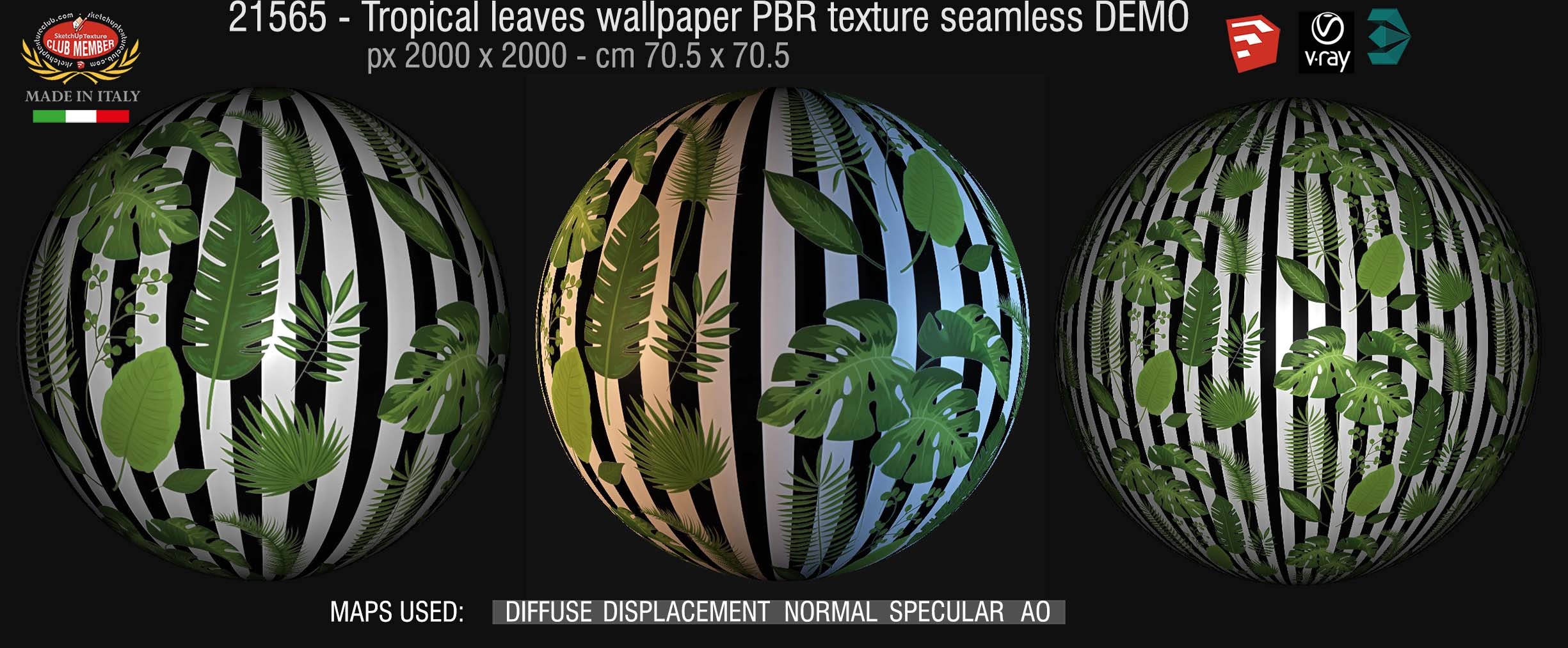 21565 tropical leaves wallpaper PBR texture seamless