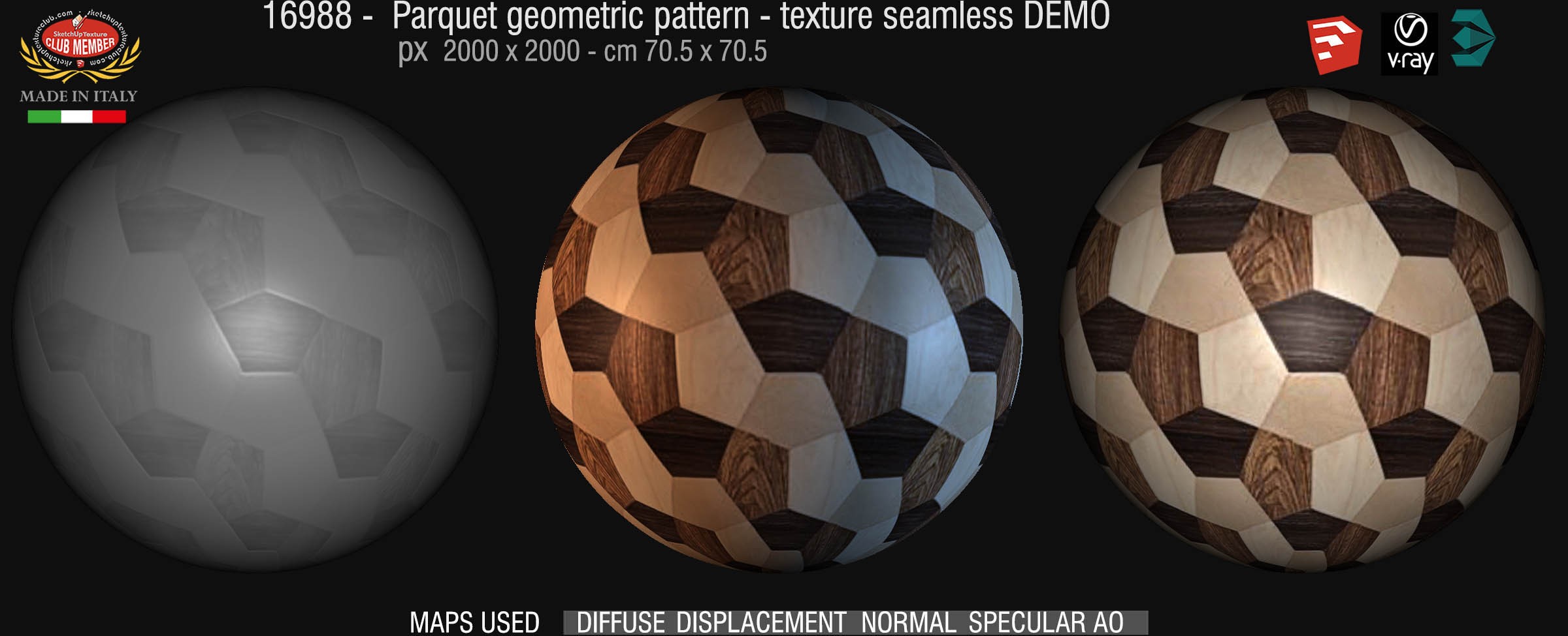 16988 Parquet geometric pattern texture seamless + maps DEMO