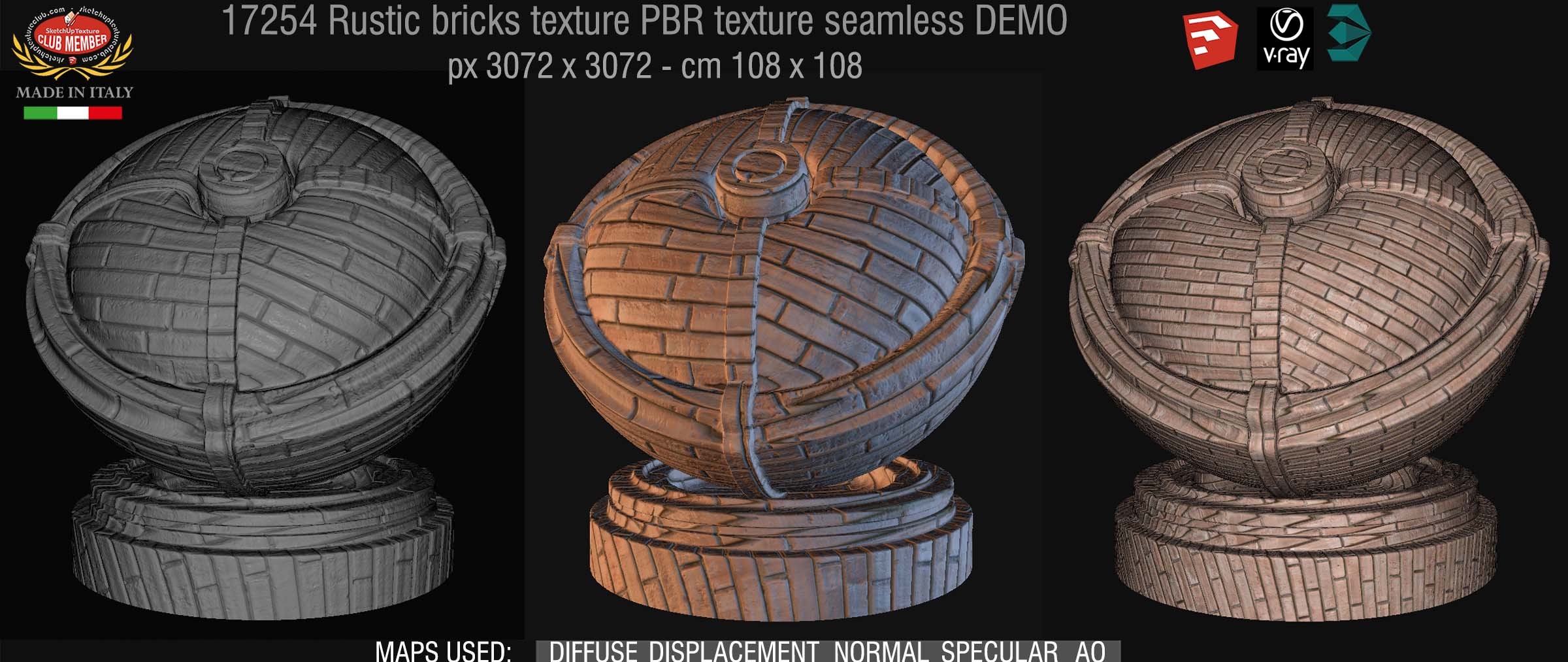 17254 rustic bricks PBR texture seamless DEMO