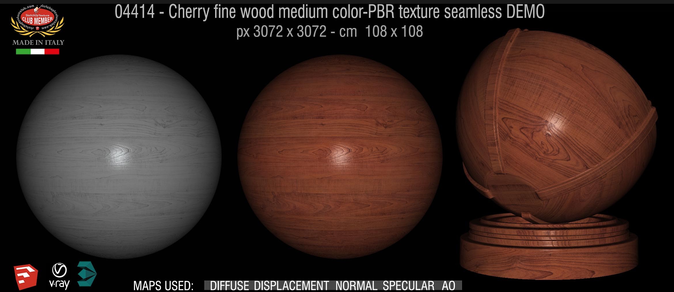 04414 Cherry fine wood medium color-PBR texture seamless DEMO